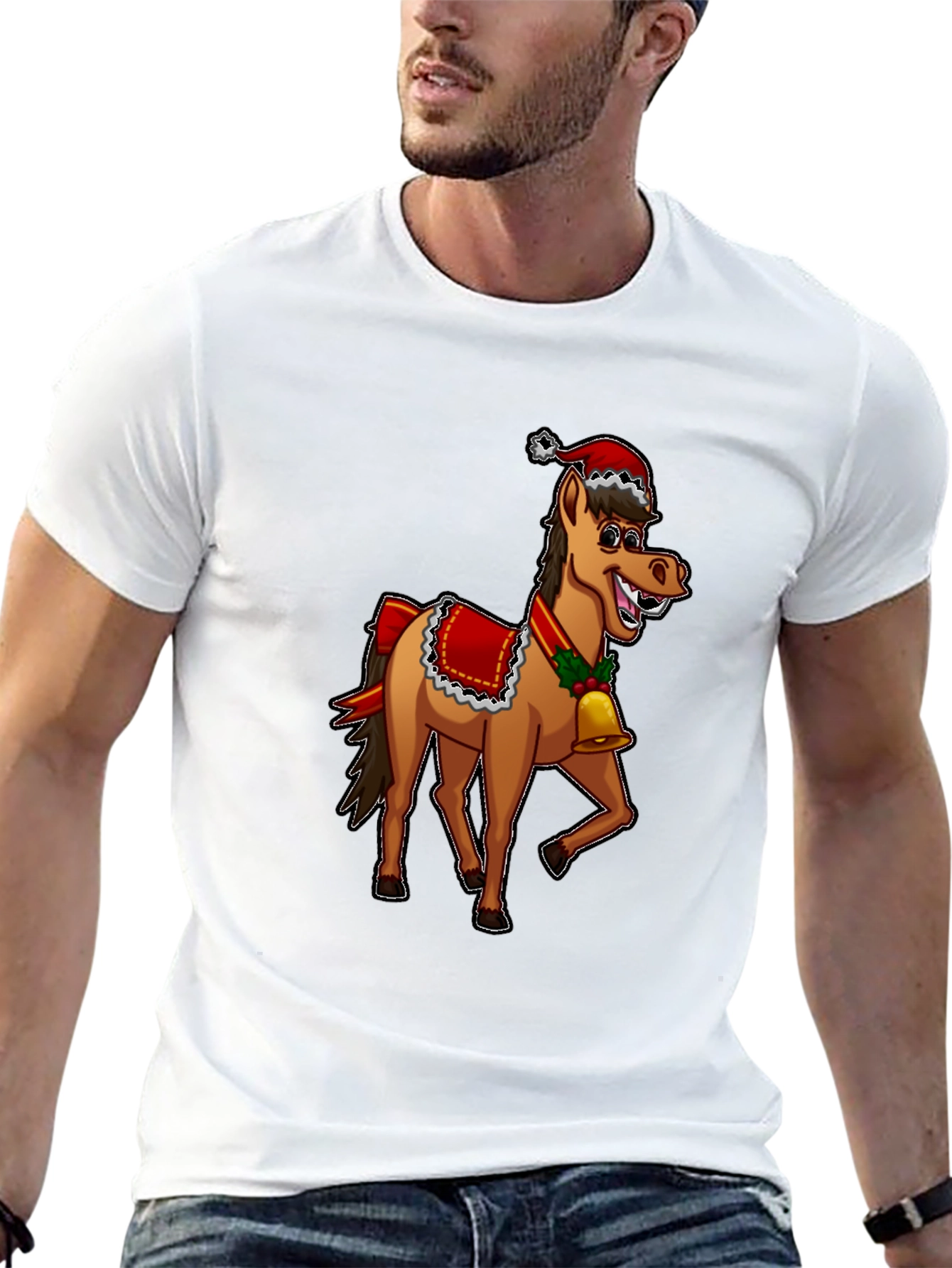 Festive Horse Graphic Tee - Holiday Cheer