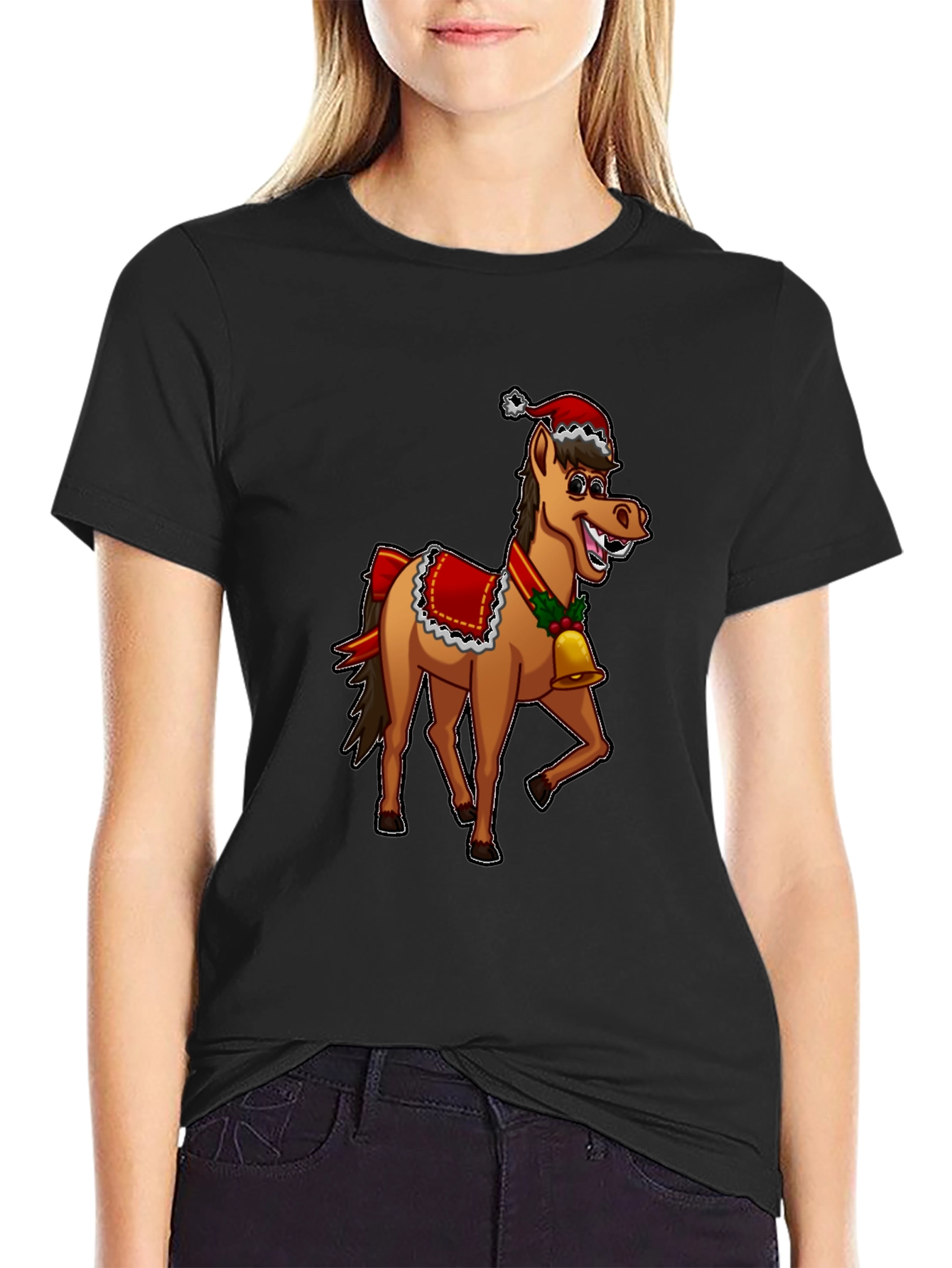 Festive Horse Graphic Tee - Holiday Cheer
