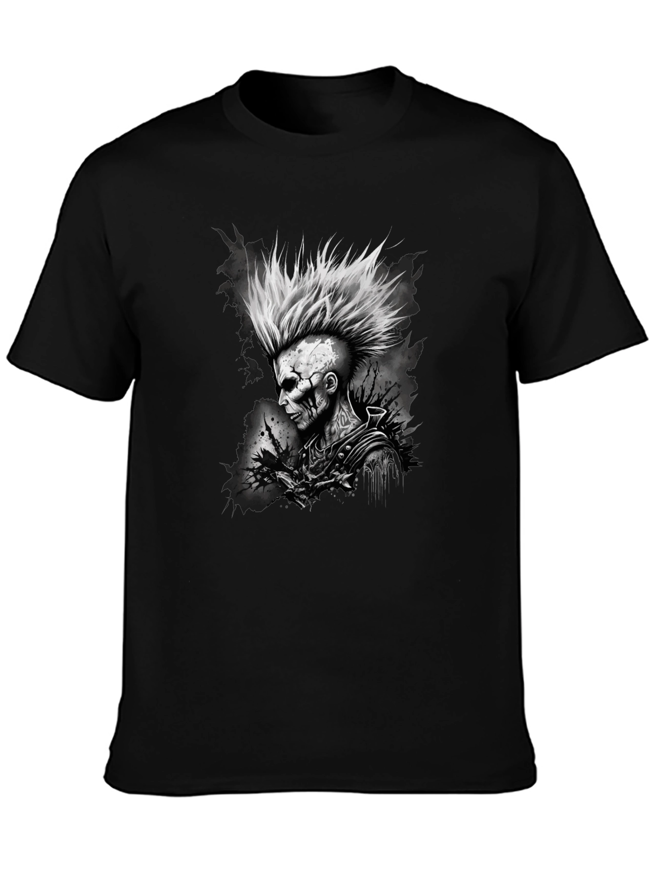 Punk Rock Skeleton Graphic Tee - Mens Black T-Shirt