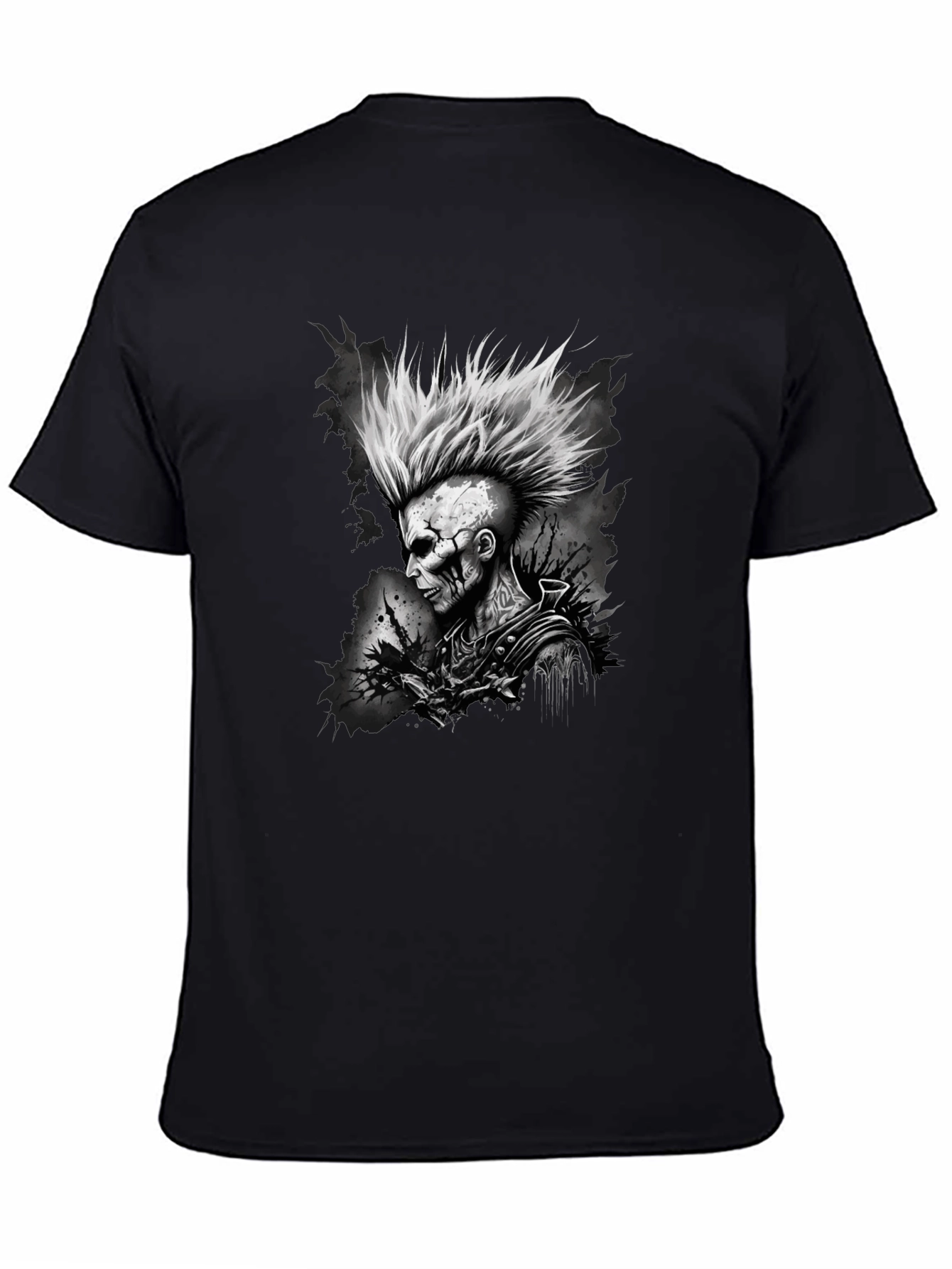 Punk Rock Skeleton Graphic Tee - Mens Black T-Shirt