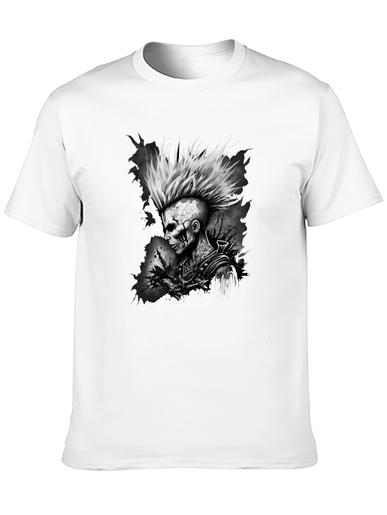 Punk Rock Skeleton Graphic Tee - Mens Black T-Shirt