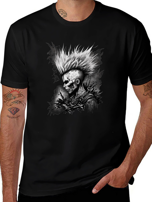 Punk Rock Skeleton Graphic Tee - Mens Black T-Shirt