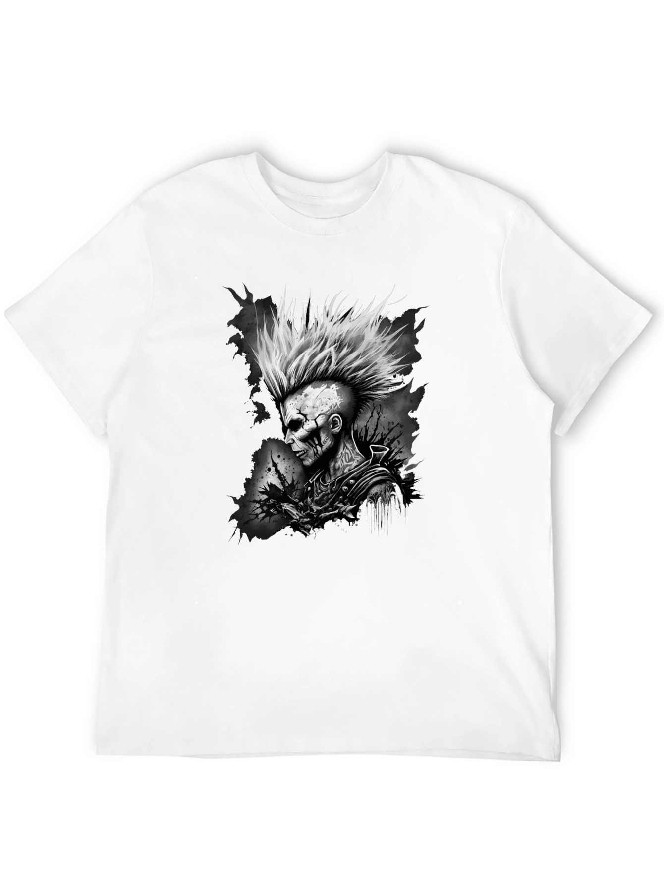 Punk Rock Skeleton Graphic Tee - Mens Black T-Shirt