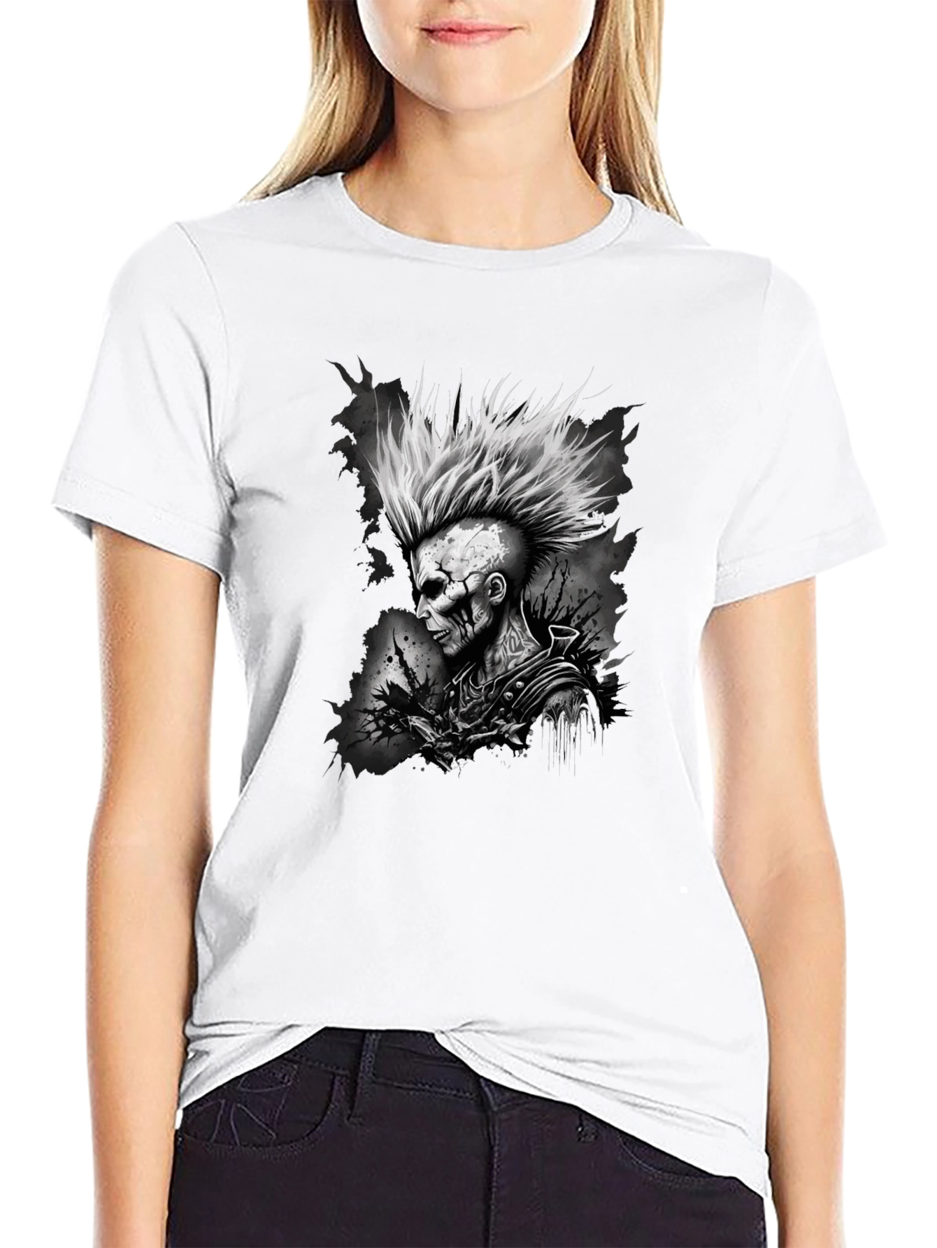 Punk Rock Skeleton Graphic Tee - Mens Black T-Shirt