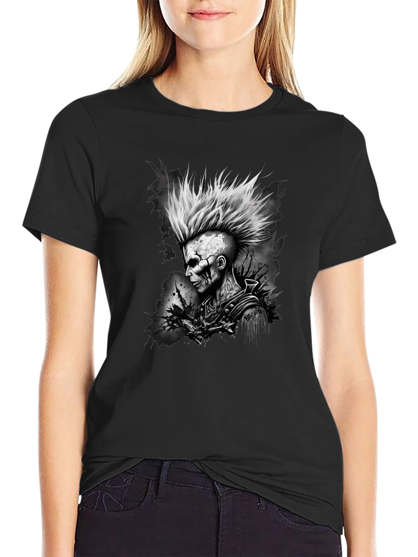 Punk Rock Skeleton Graphic Tee - Mens Black T-Shirt