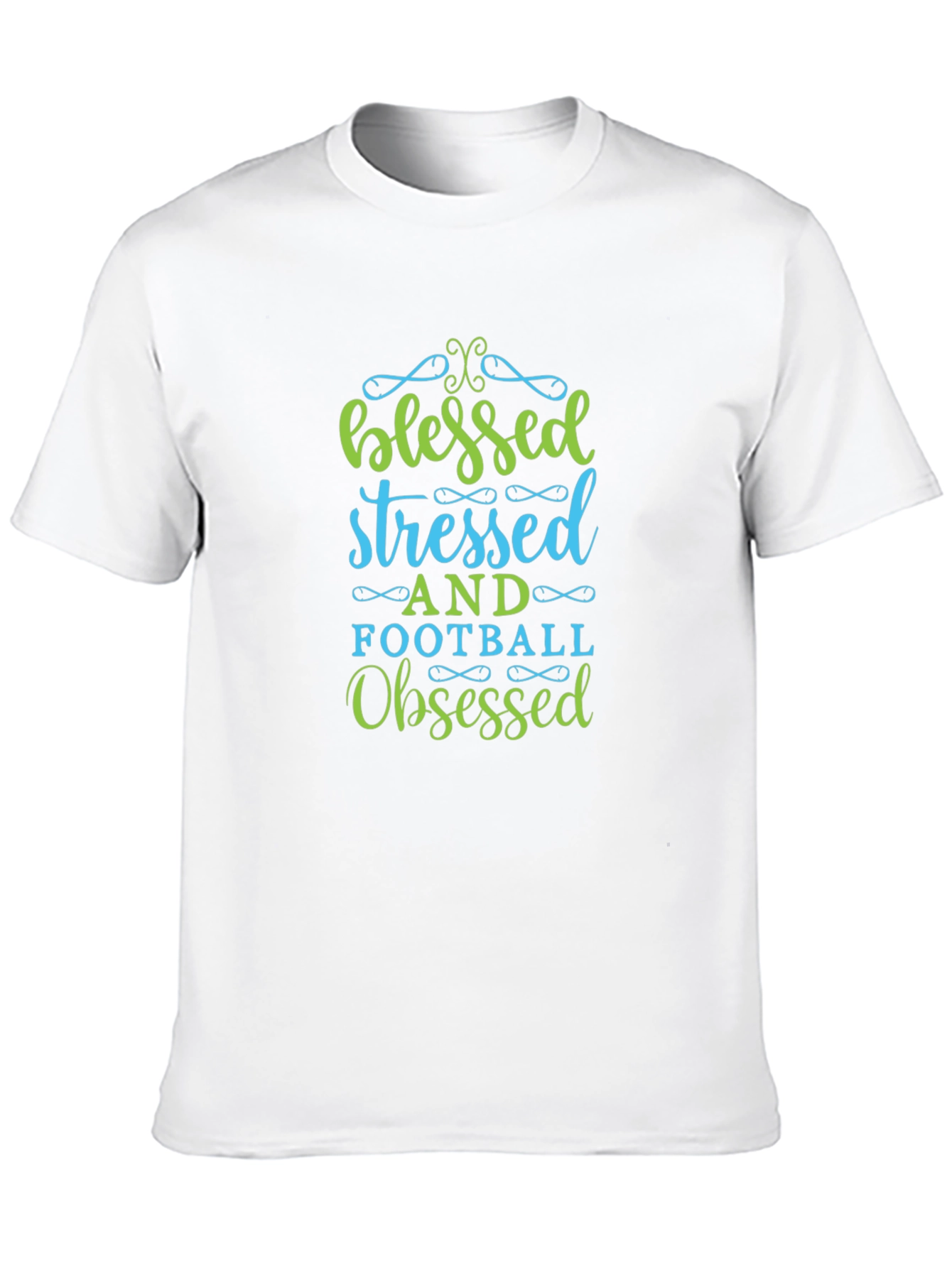 Blessed Stressed Football Obsessed Black T-Shirt