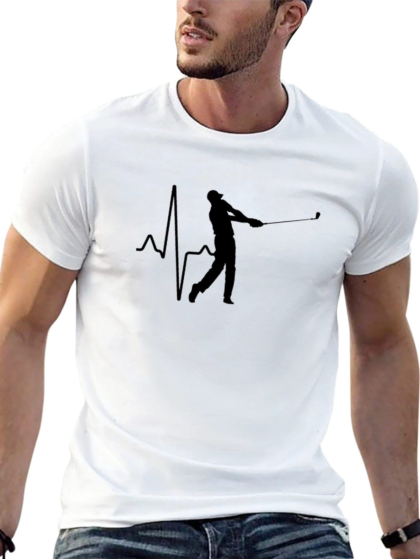 Golf Heartbeat T-Shirt - Golfers Pulse Tee
