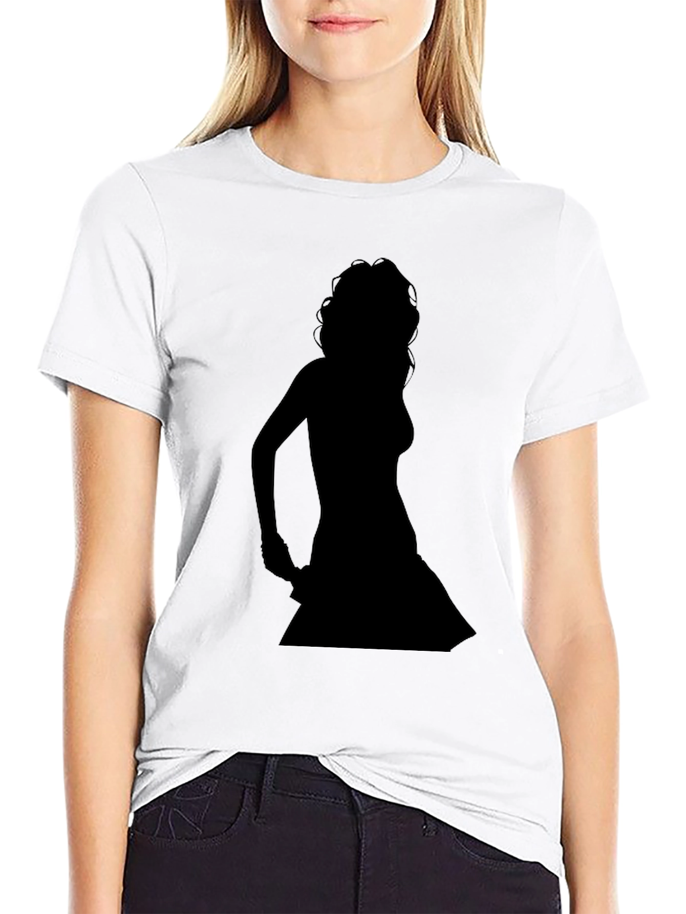 Silhouette Dancer Graphic Tee - Black Cotton Blend