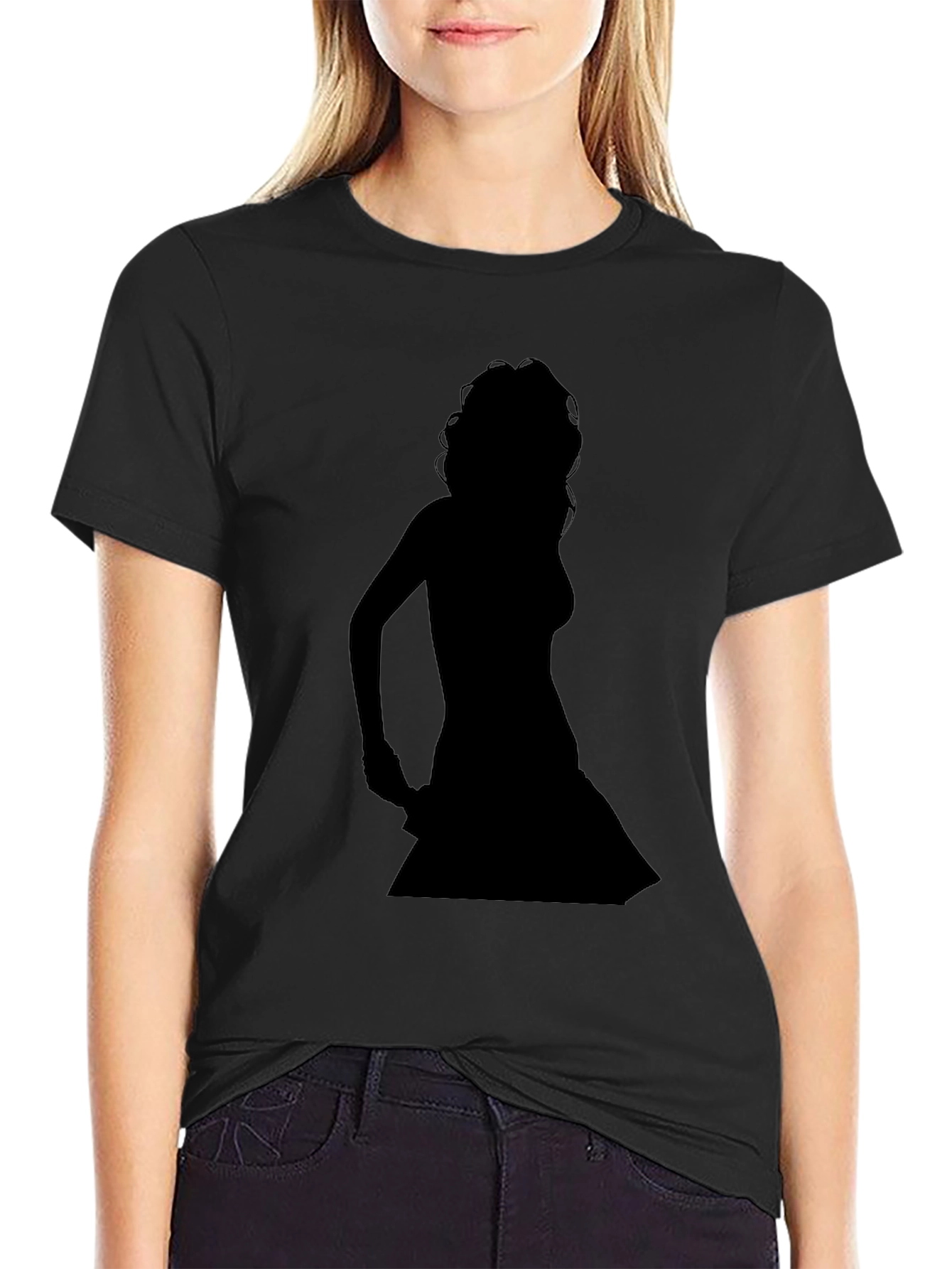 Silhouette Dancer Graphic Tee - Black Cotton Blend
