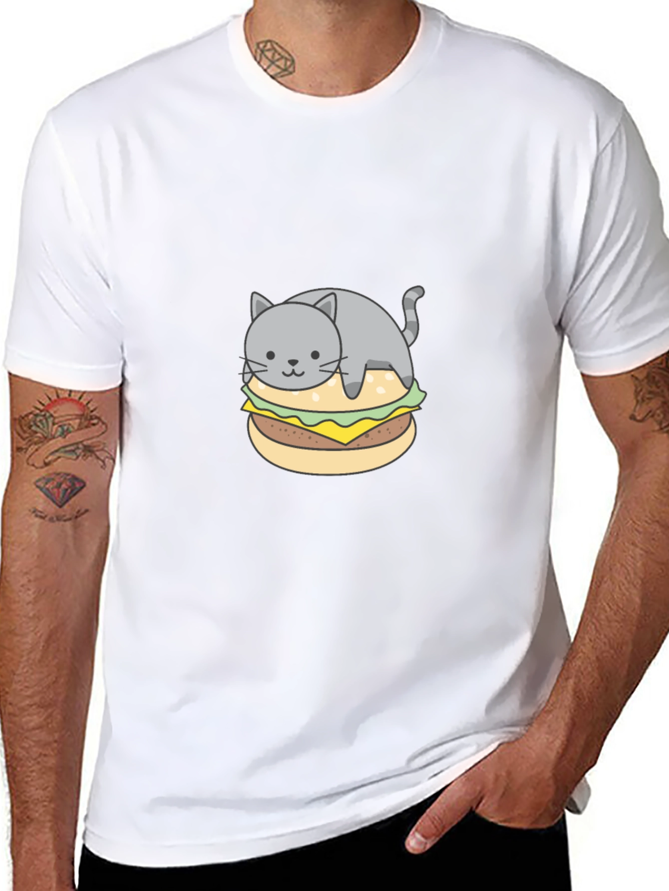 Cat Burger Graphic Tee - Unique & Comfy