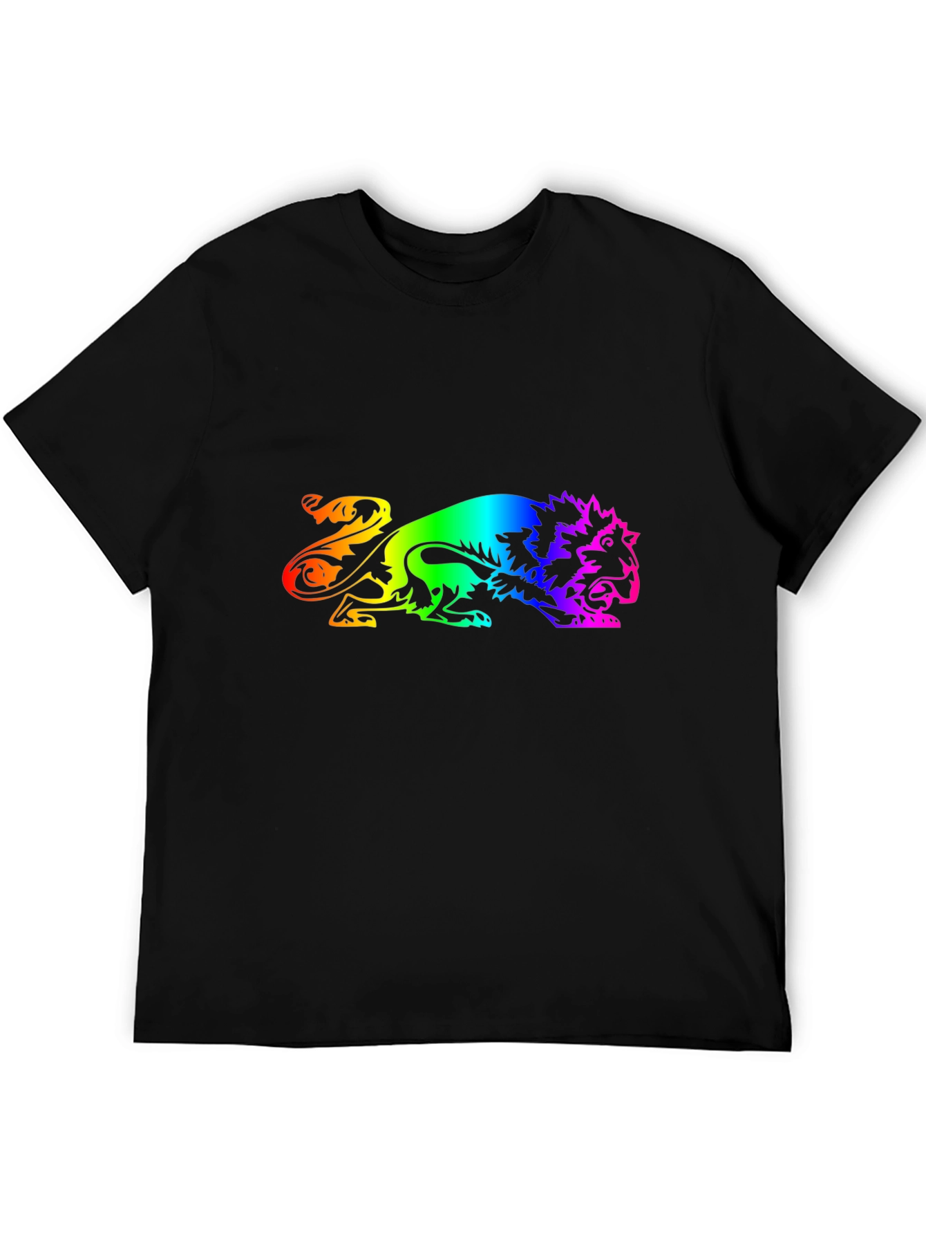 Rainbow Lion Graphic Black T-Shirt