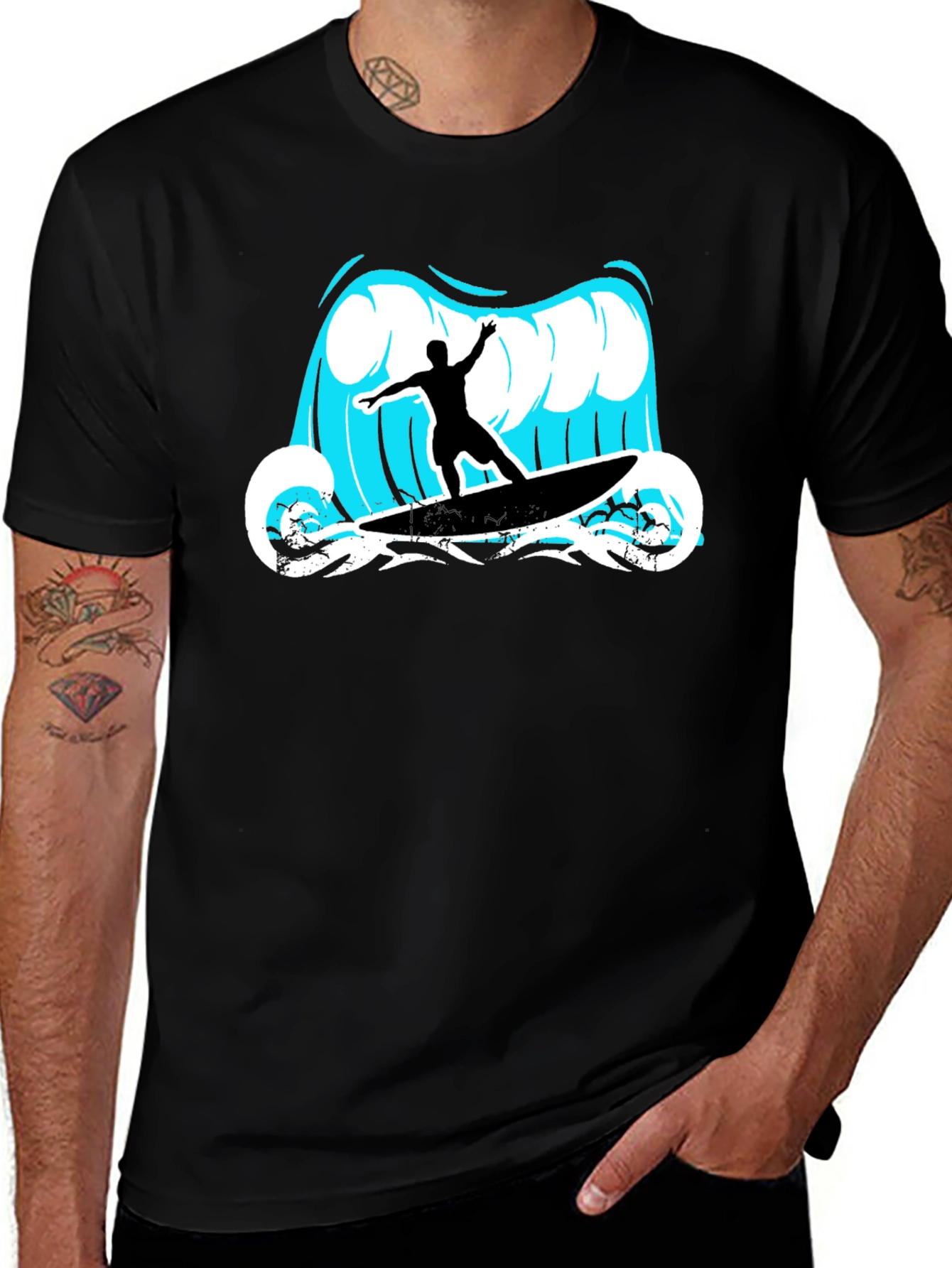 Surfer Wave Graphic Tee - Cool Summer Style