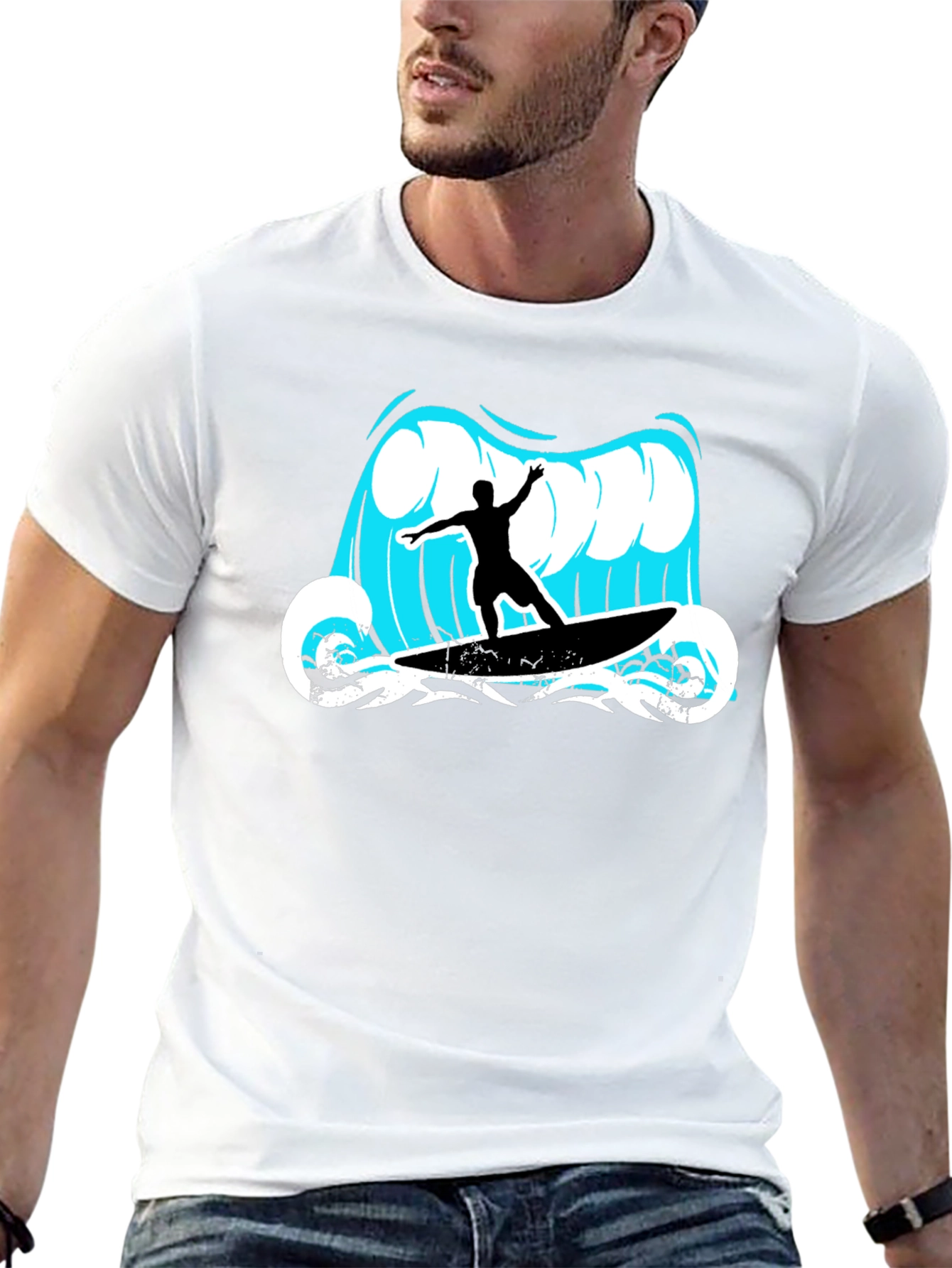 Surfer Wave Graphic Tee - Cool Summer Style