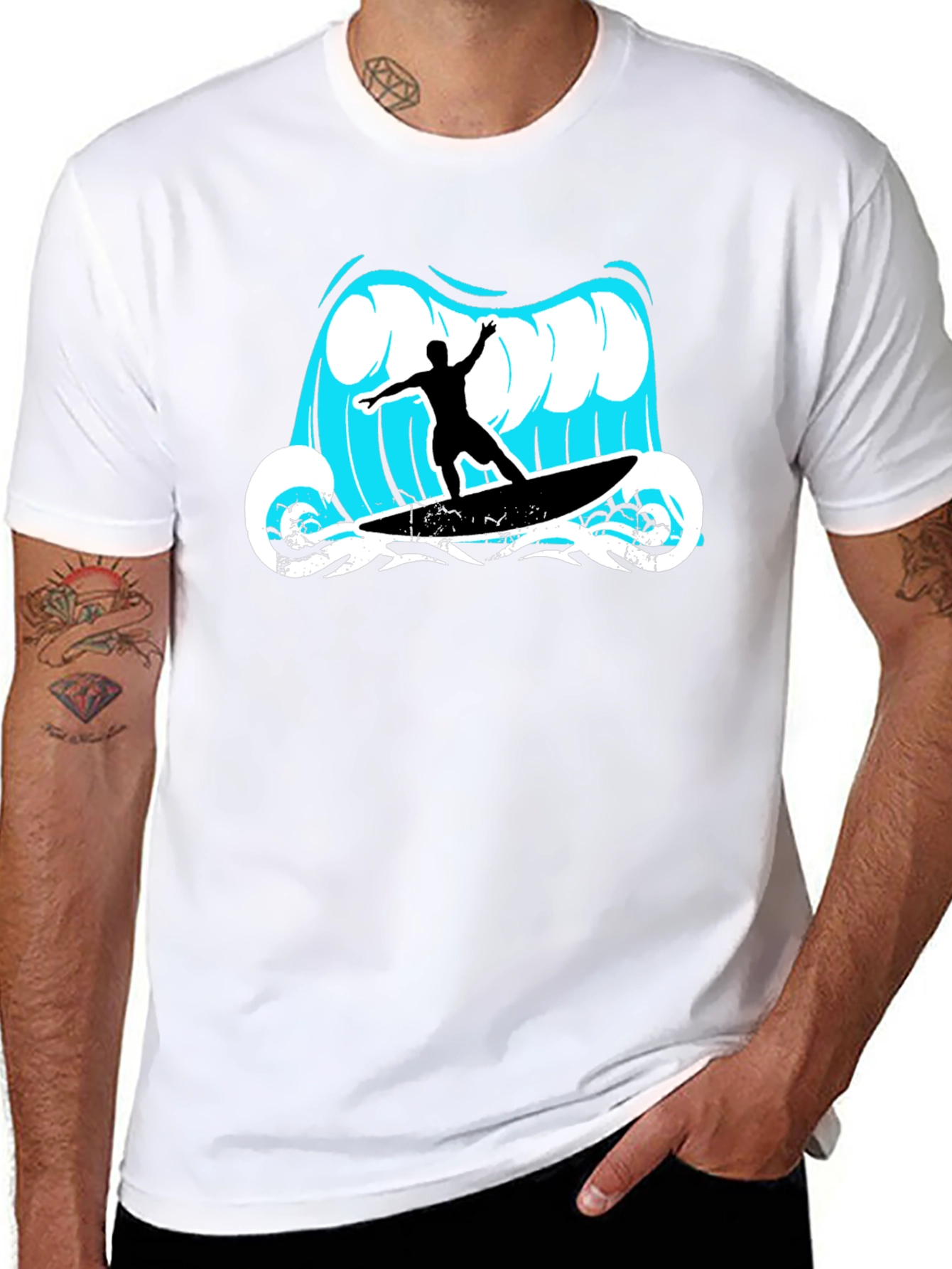 Surfer Wave Graphic Tee - Cool Summer Style