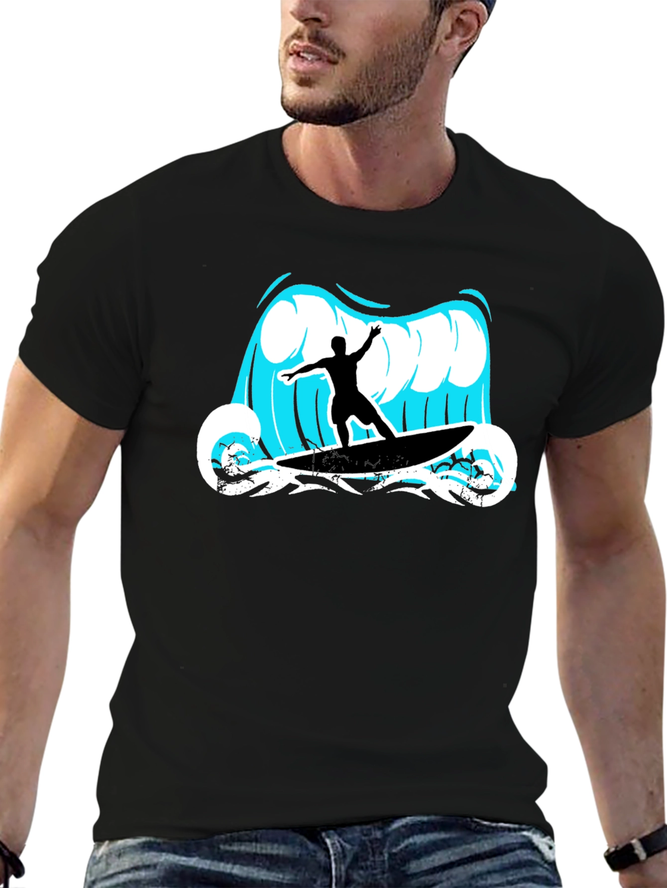 Surfer Wave Graphic Tee - Cool Summer Style