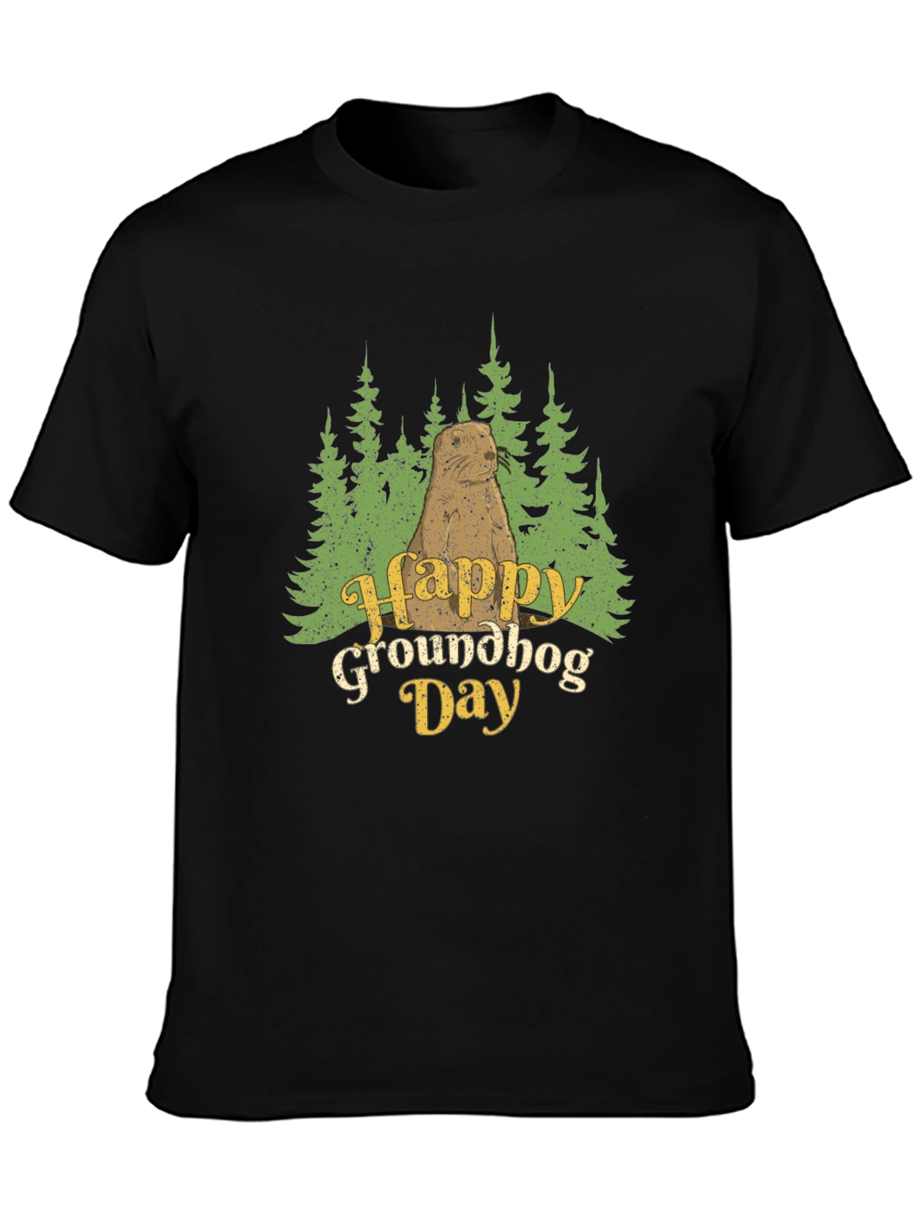 Happy Groundhog Day Graphic Tee - Black