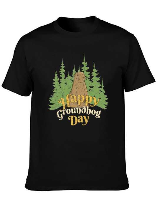Happy Groundhog Day Graphic Tee - Black