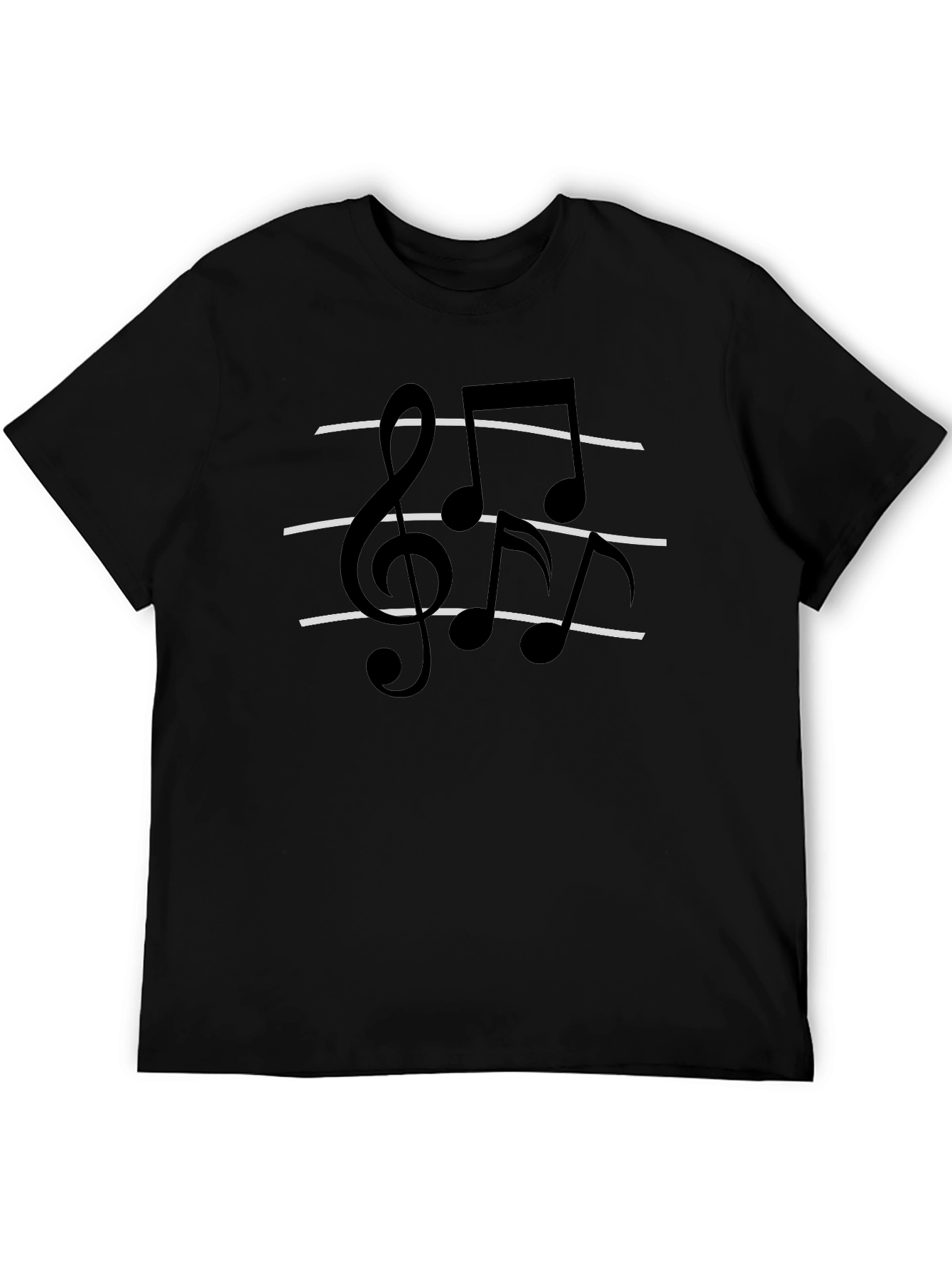 Musical Note Graphic Tee - Classic Black Cotton T-Shirt