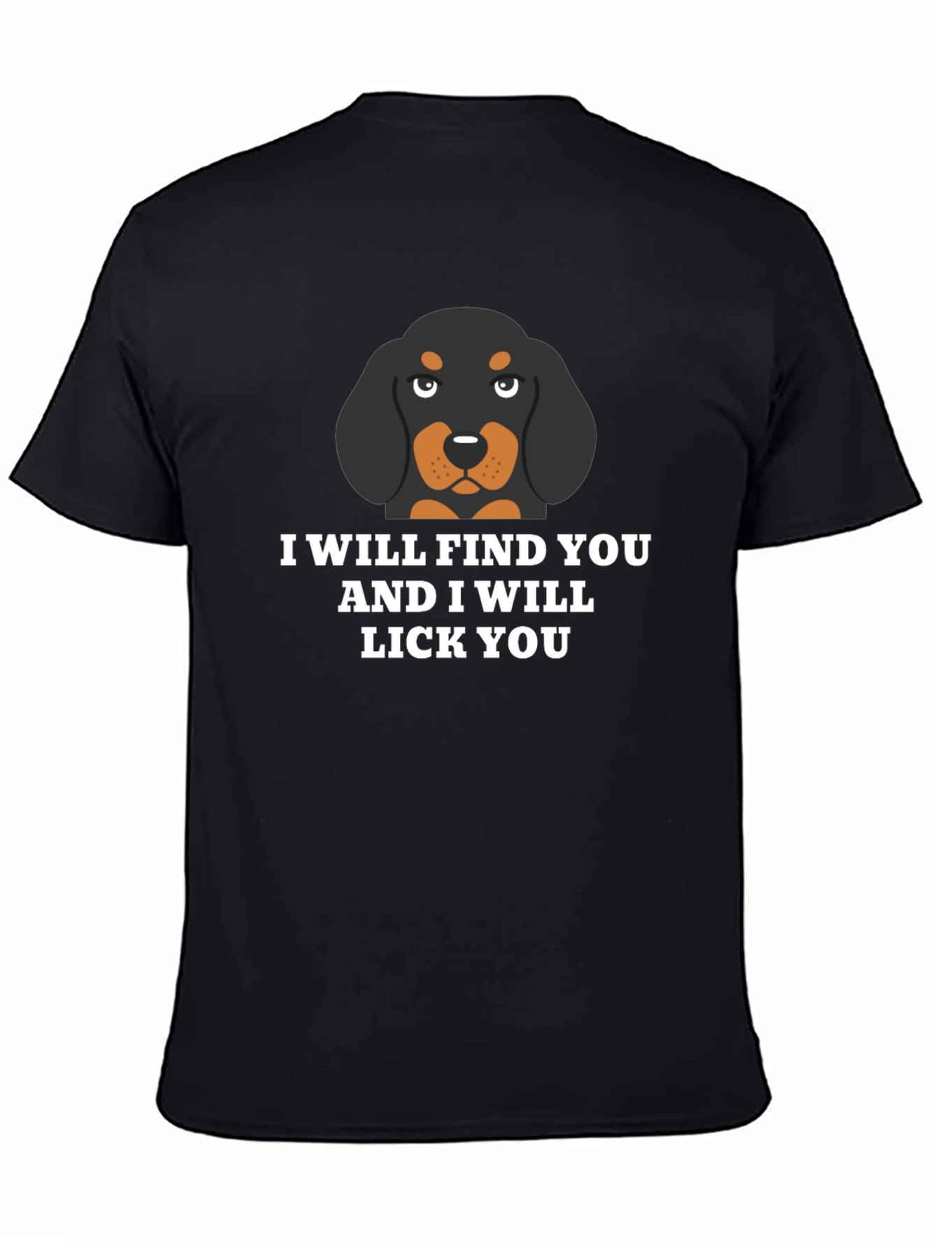 Funny Dog Lick You Graphic Black T-Shirt
