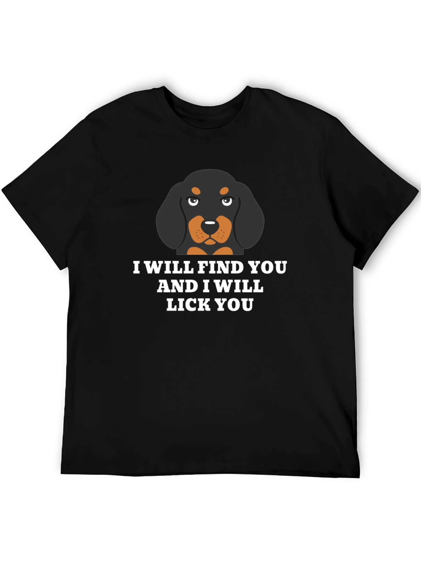 Funny Dog Lick You Graphic Black T-Shirt