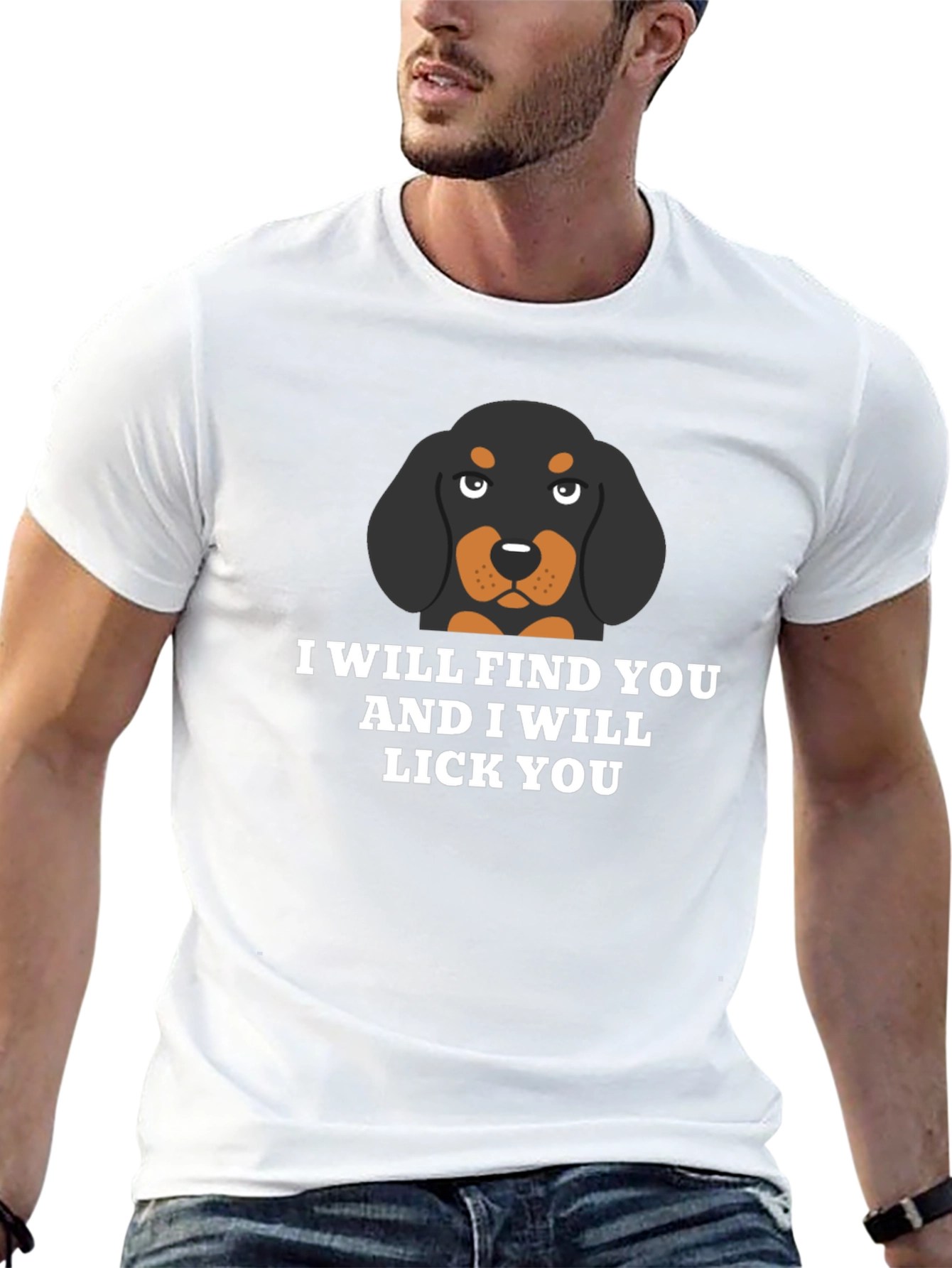 Funny Dog Lick You Graphic Black T-Shirt