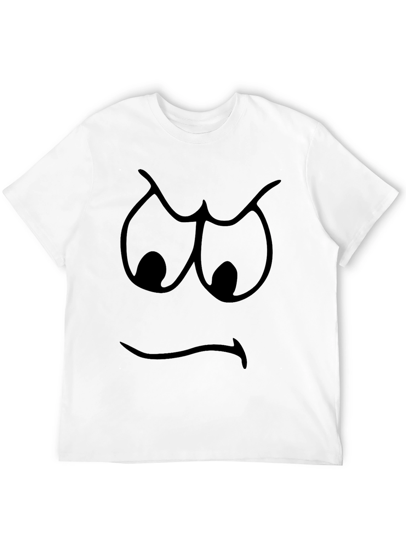 Grumpy Face Graphic T-Shirt - Black Cotton Tee