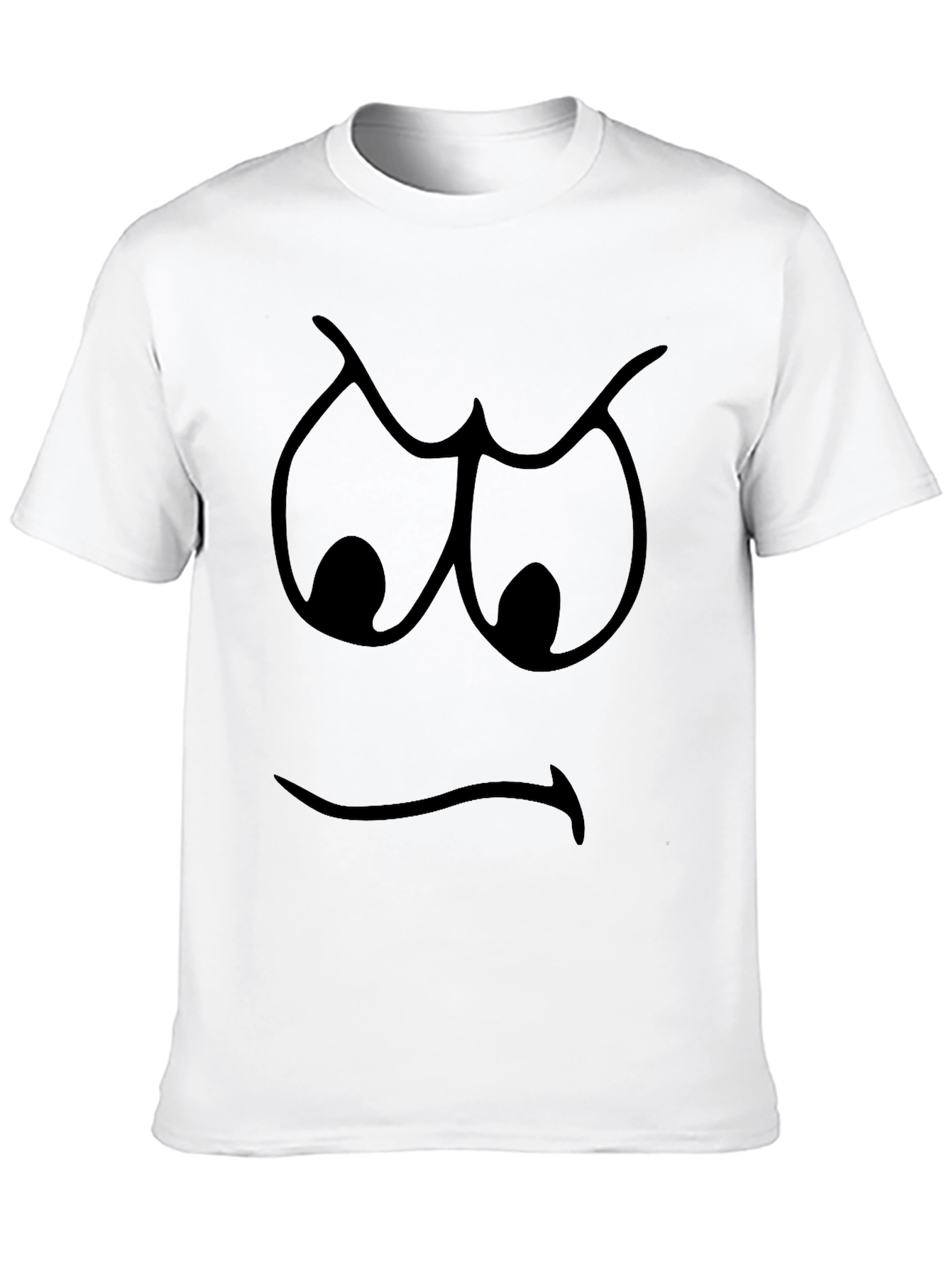 Grumpy Face Graphic T-Shirt - Black Cotton Tee