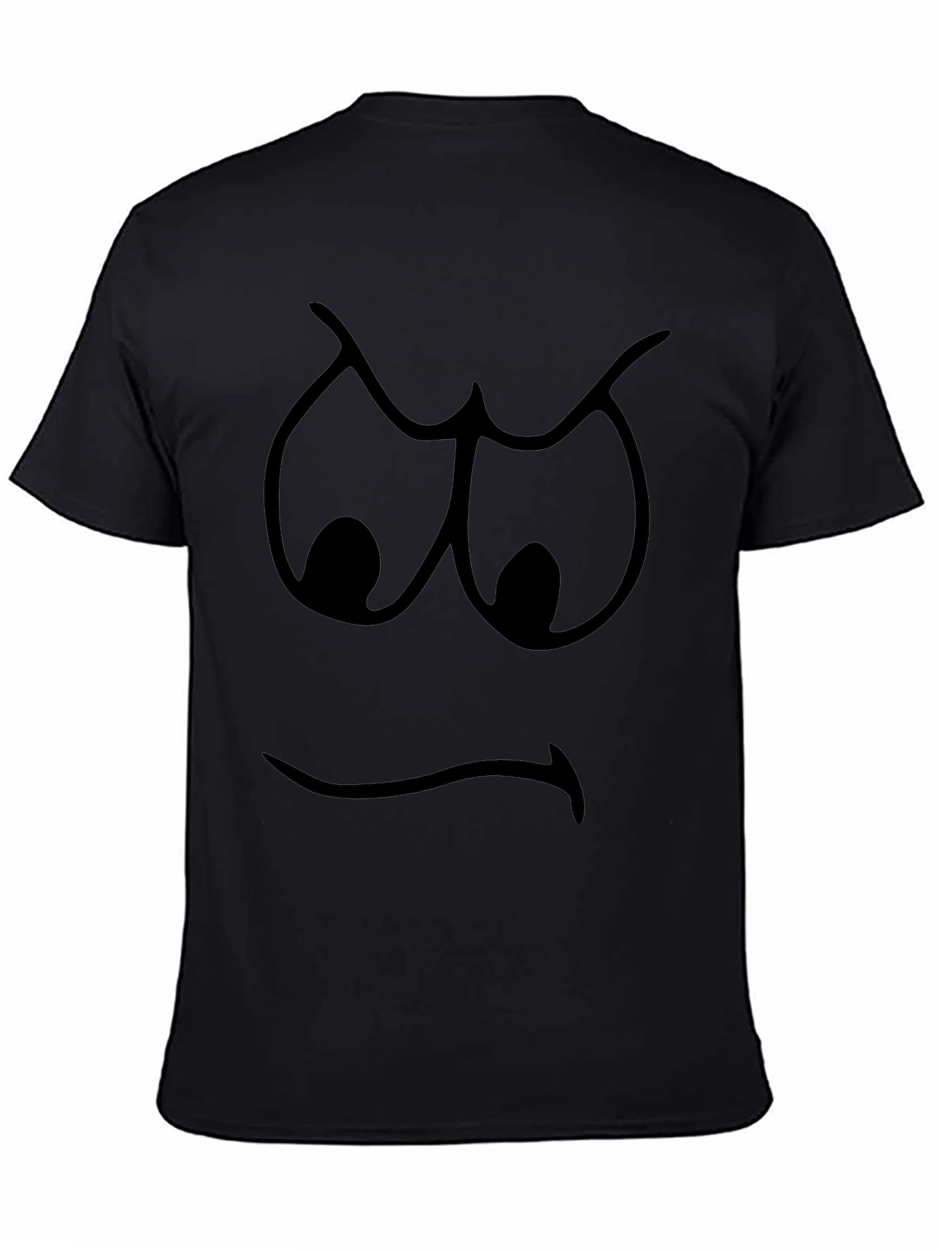 Grumpy Face Graphic T-Shirt - Black Cotton Tee