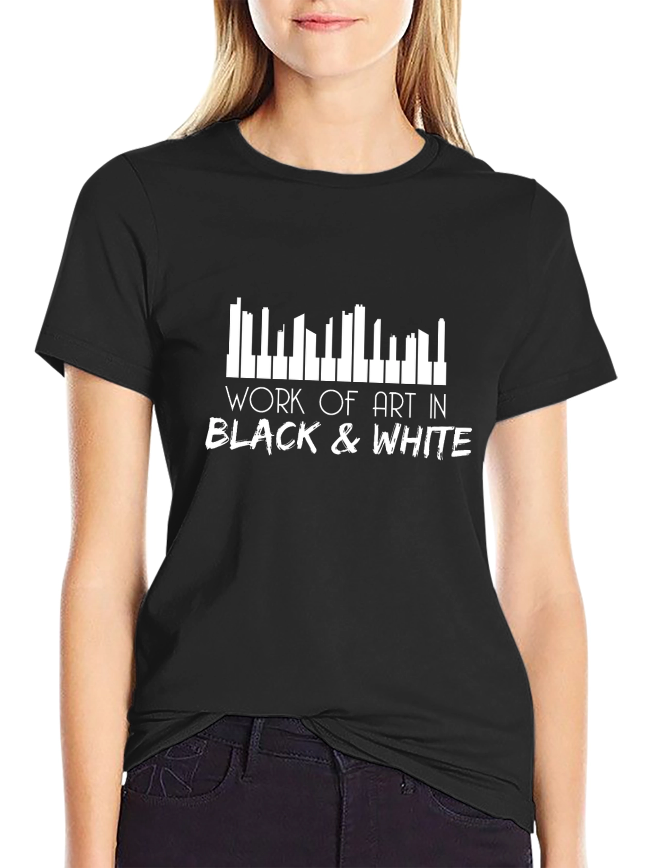 Work of Art Black & White Piano T-Shirt
