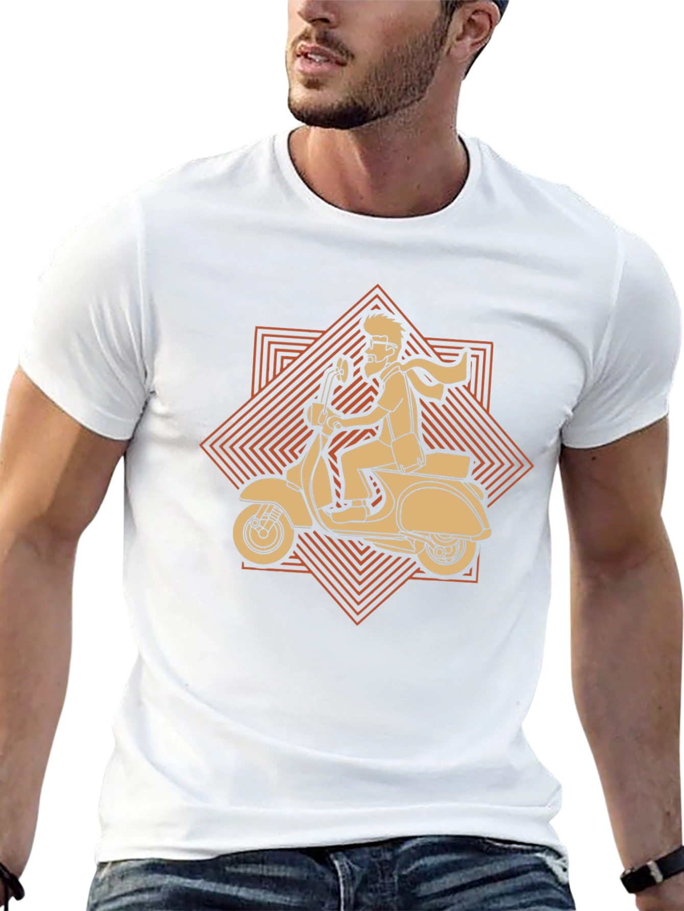 Retro Scooter Graphic T-Shirt - Casual Black Tee