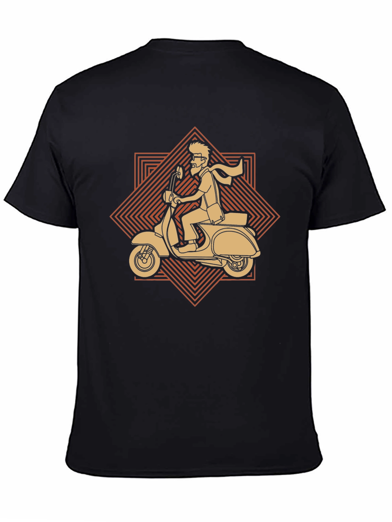 Retro Scooter Graphic T-Shirt - Casual Black Tee