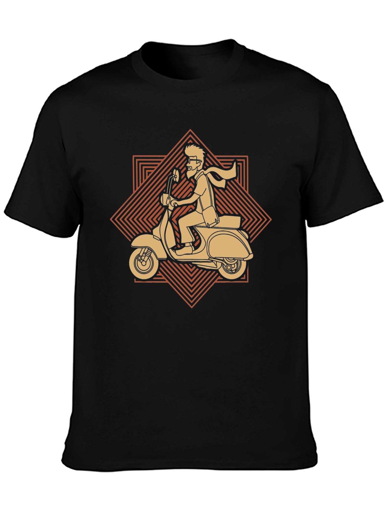Retro Scooter Graphic T-Shirt - Casual Black Tee