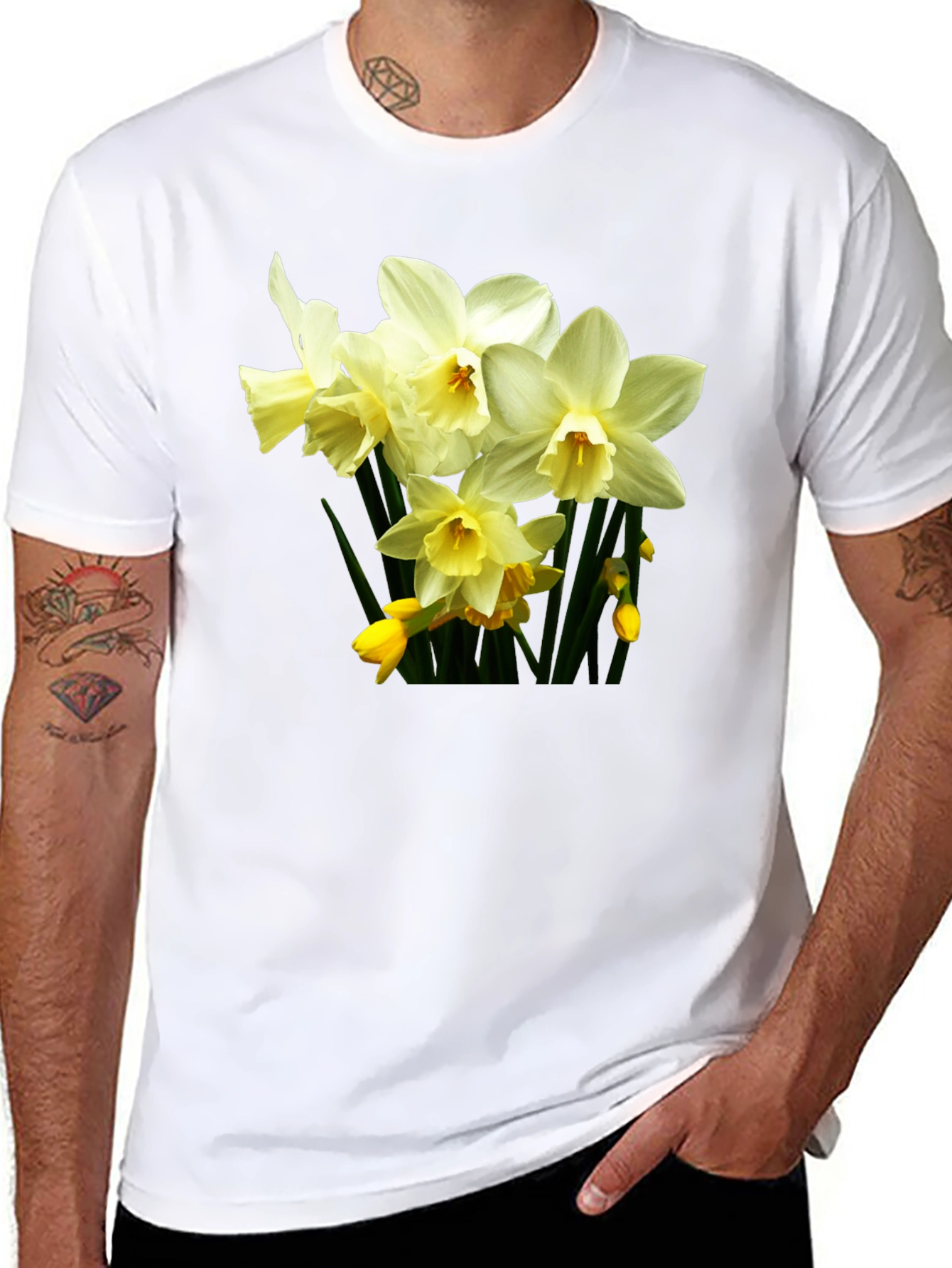 Floral Daffodil T-Shirt - Premium Cotton Comfort
