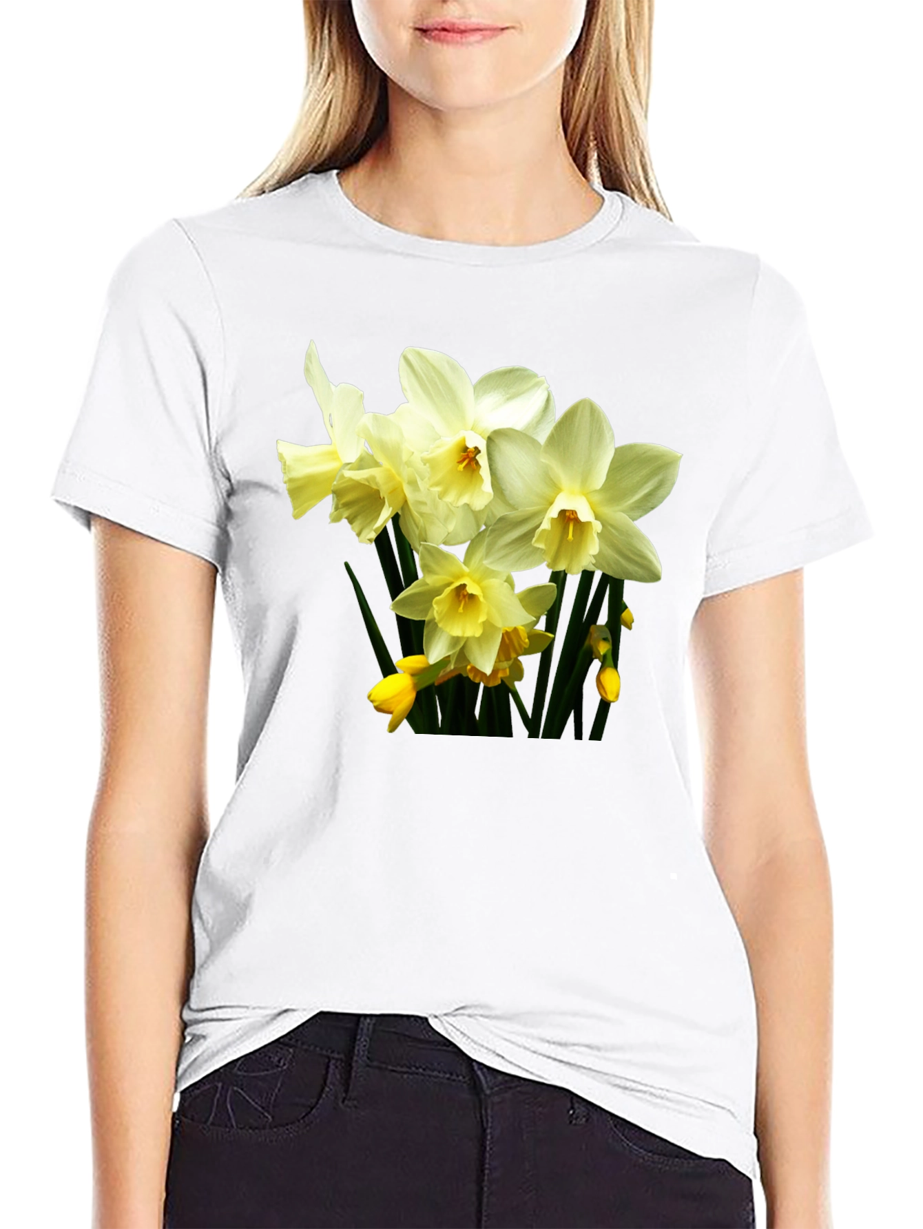 Floral Daffodil T-Shirt - Premium Cotton Comfort