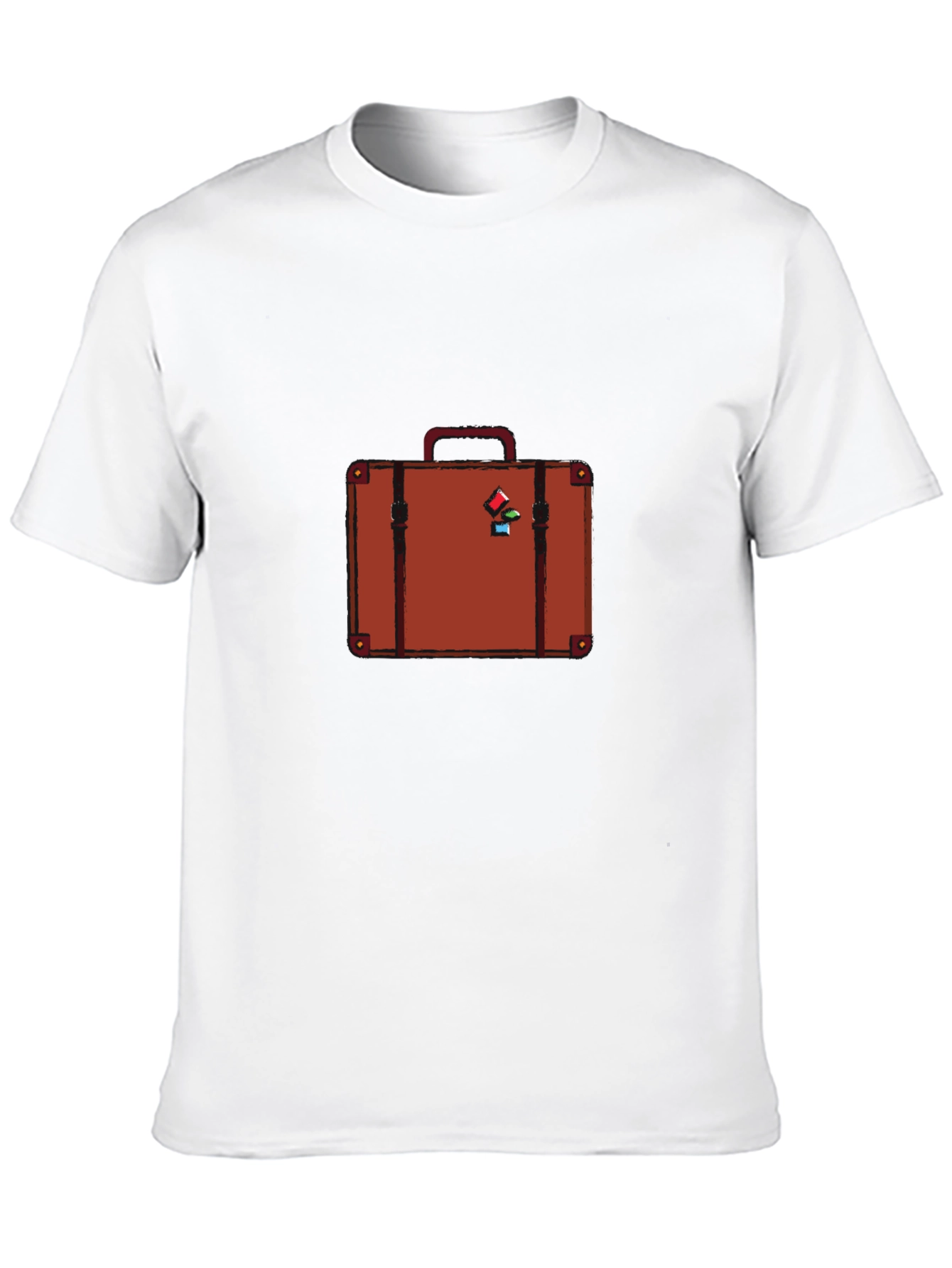 Retro Suitcase Graphic Tee - Black Cotton T-Shirt