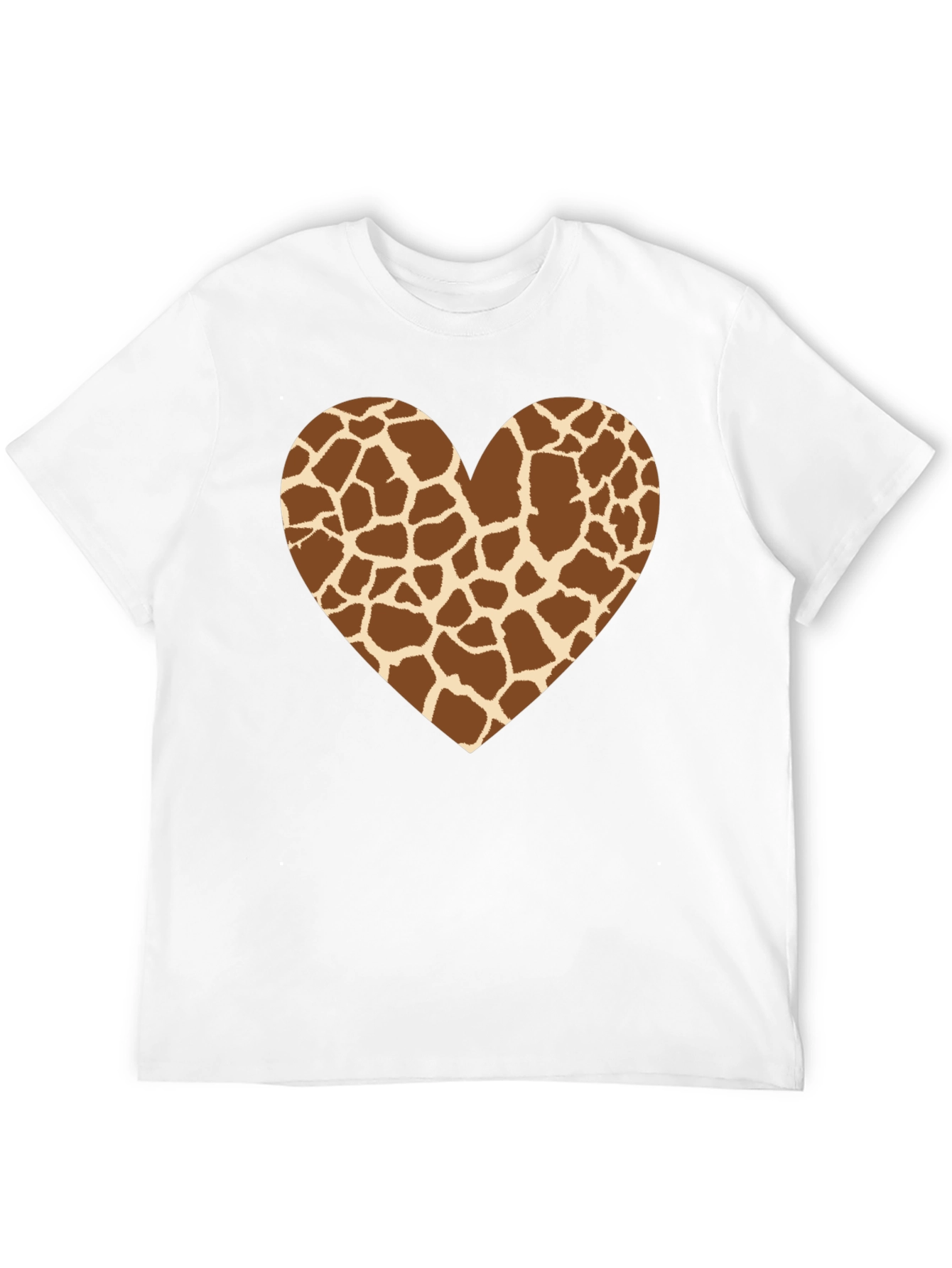 Giraffe Print Heart Graphic Tee - Black T-Shirt