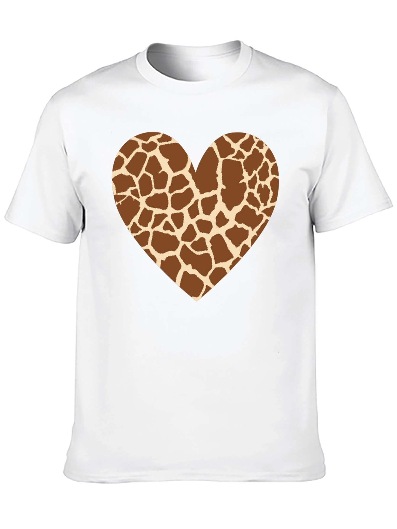 Giraffe Print Heart Graphic Tee - Black T-Shirt