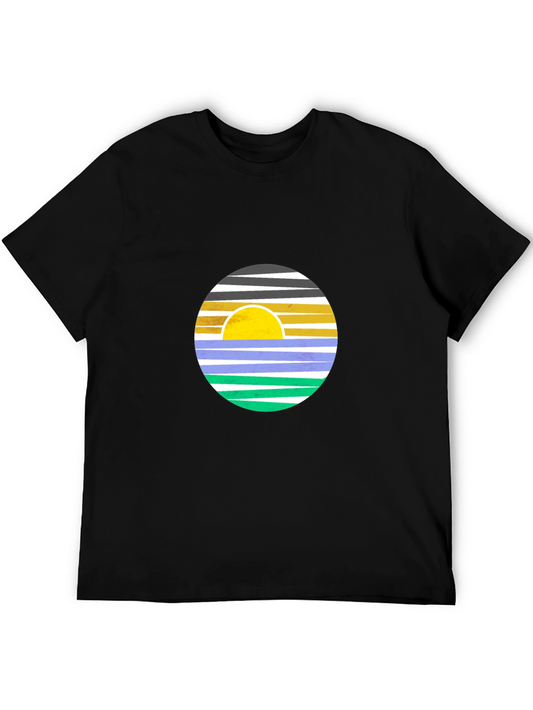 Sunrise Circle Graphic Tee - Stylish Mens Cotton Shirt