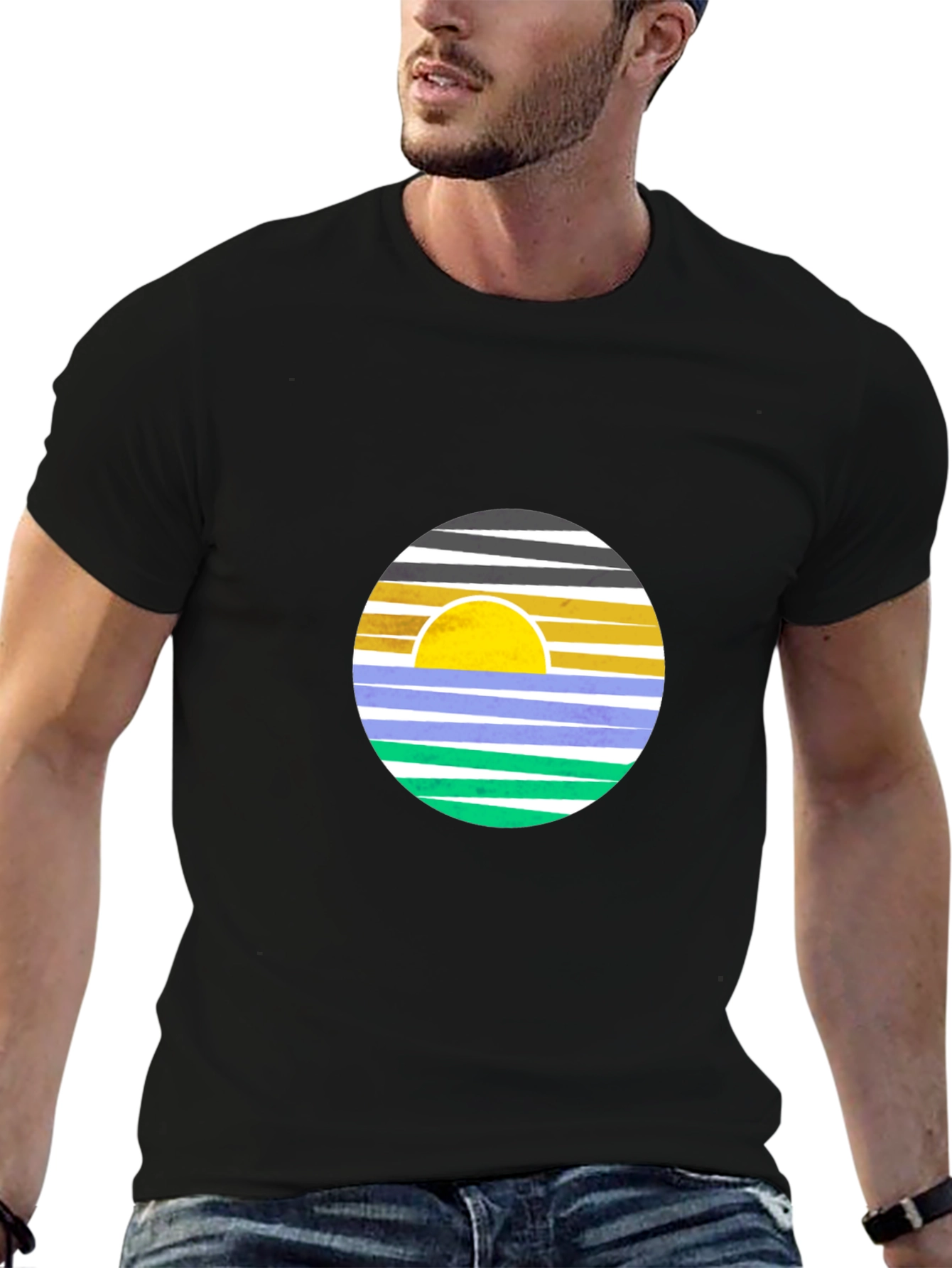 Sunrise Circle Graphic Tee - Stylish Mens Cotton Shirt
