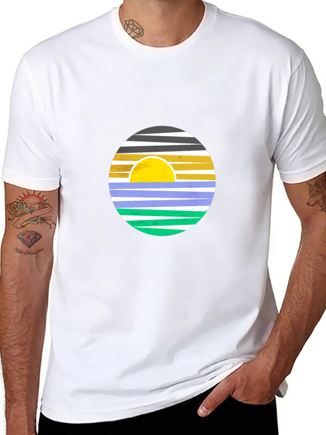 Sunrise Circle Graphic Tee - Stylish Mens Cotton Shirt