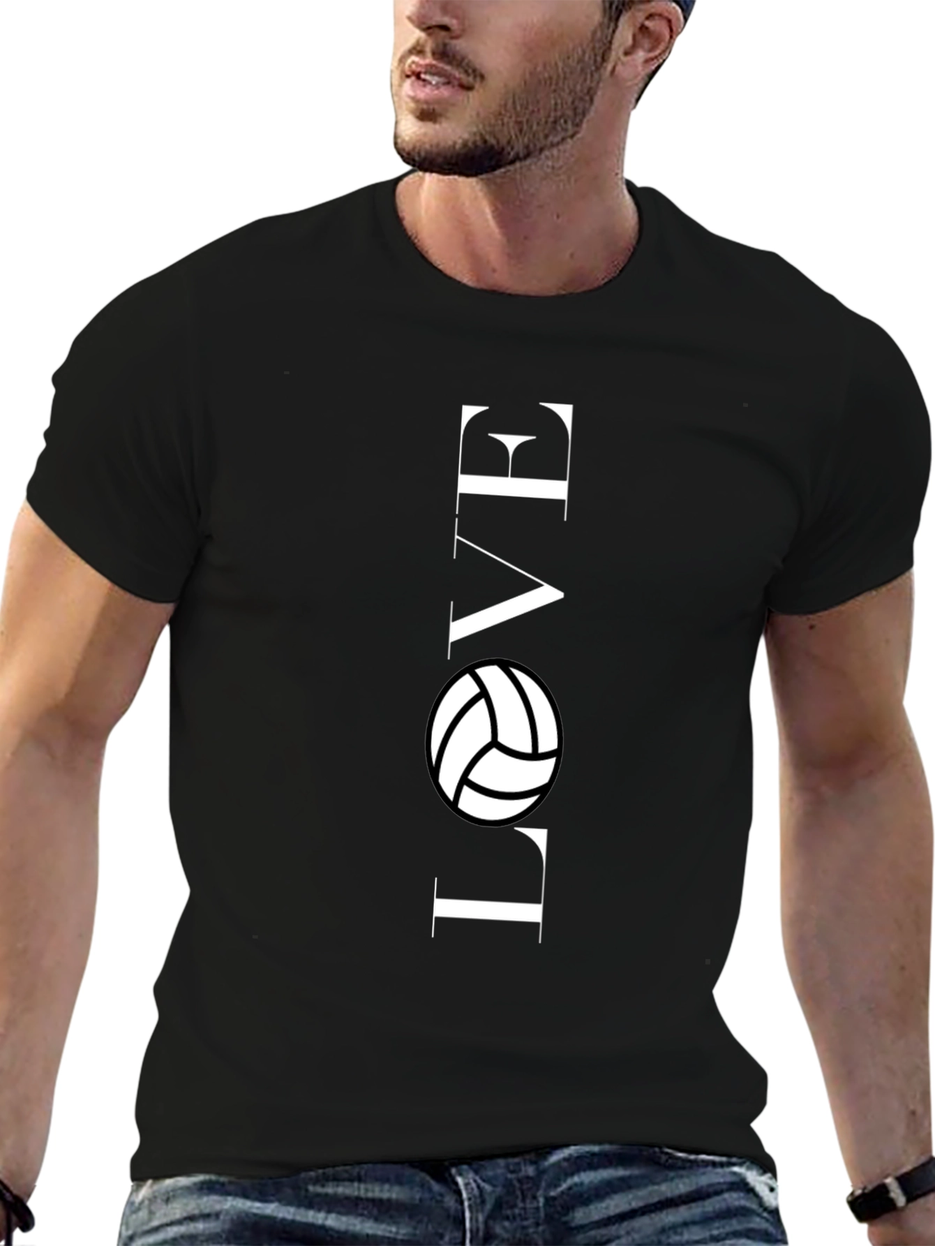 Love Volleyball Graphic T-Shirt - Black