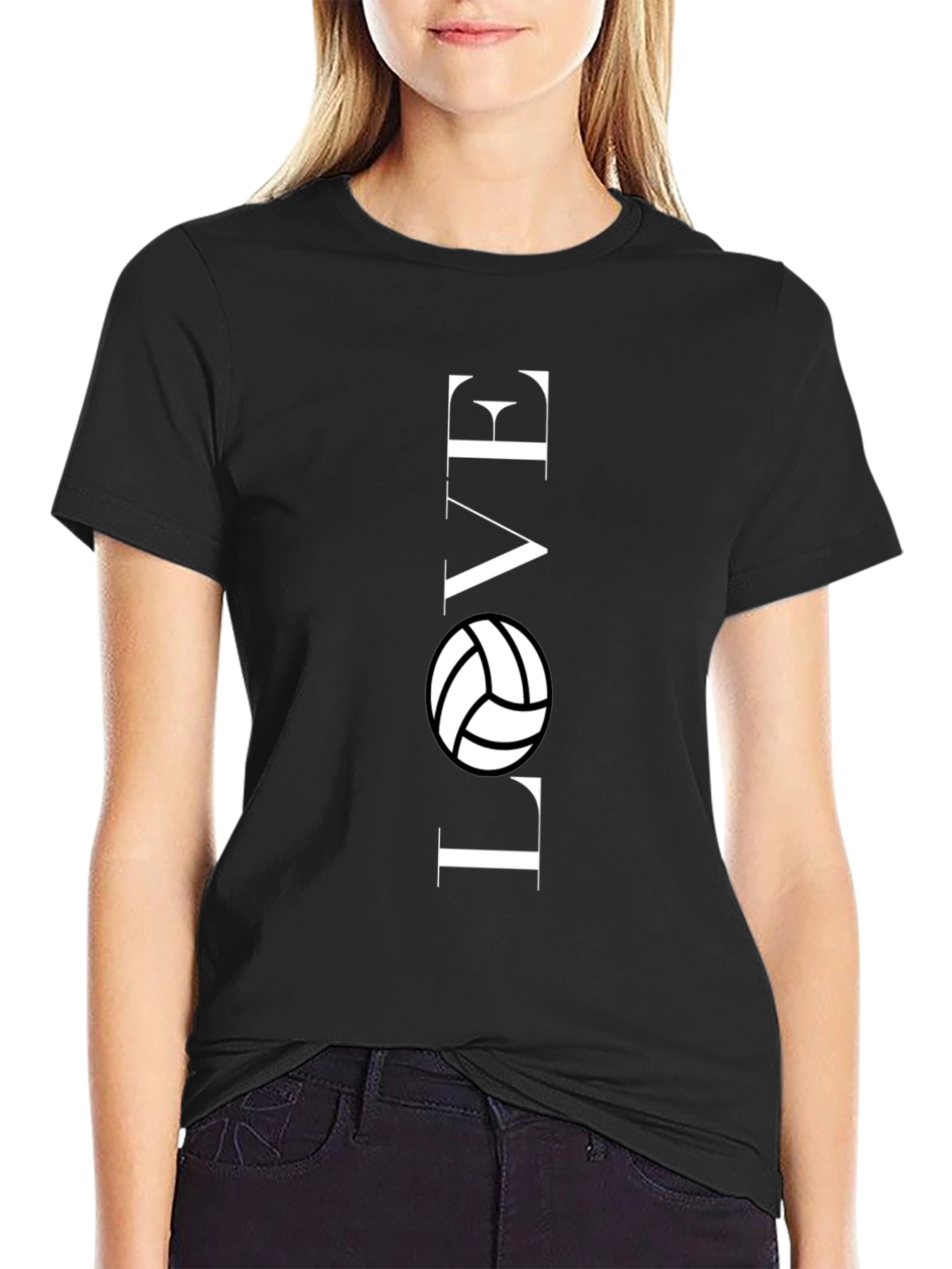 Love Volleyball Graphic T-Shirt - Black