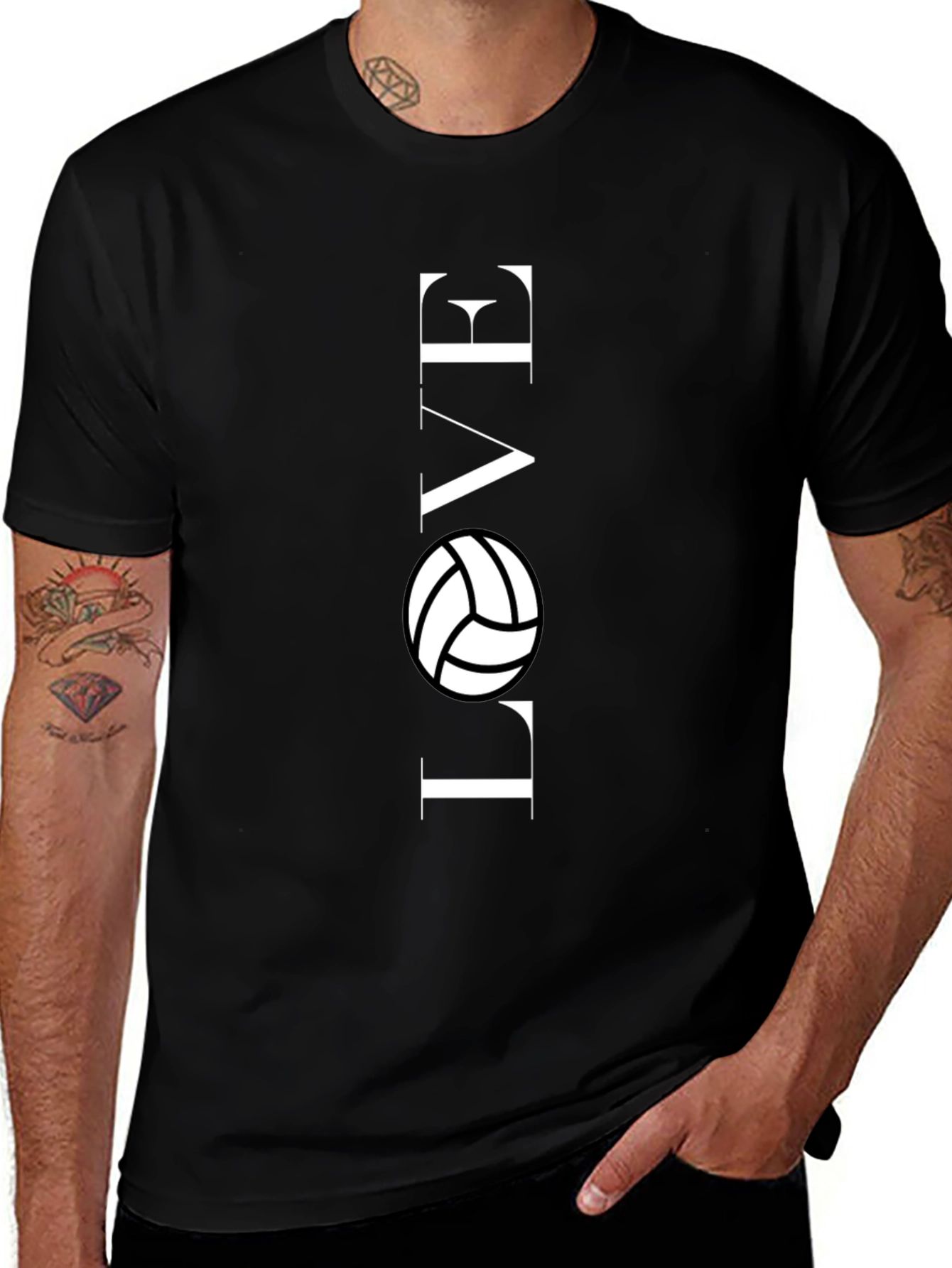 Love Volleyball Graphic T-Shirt - Black