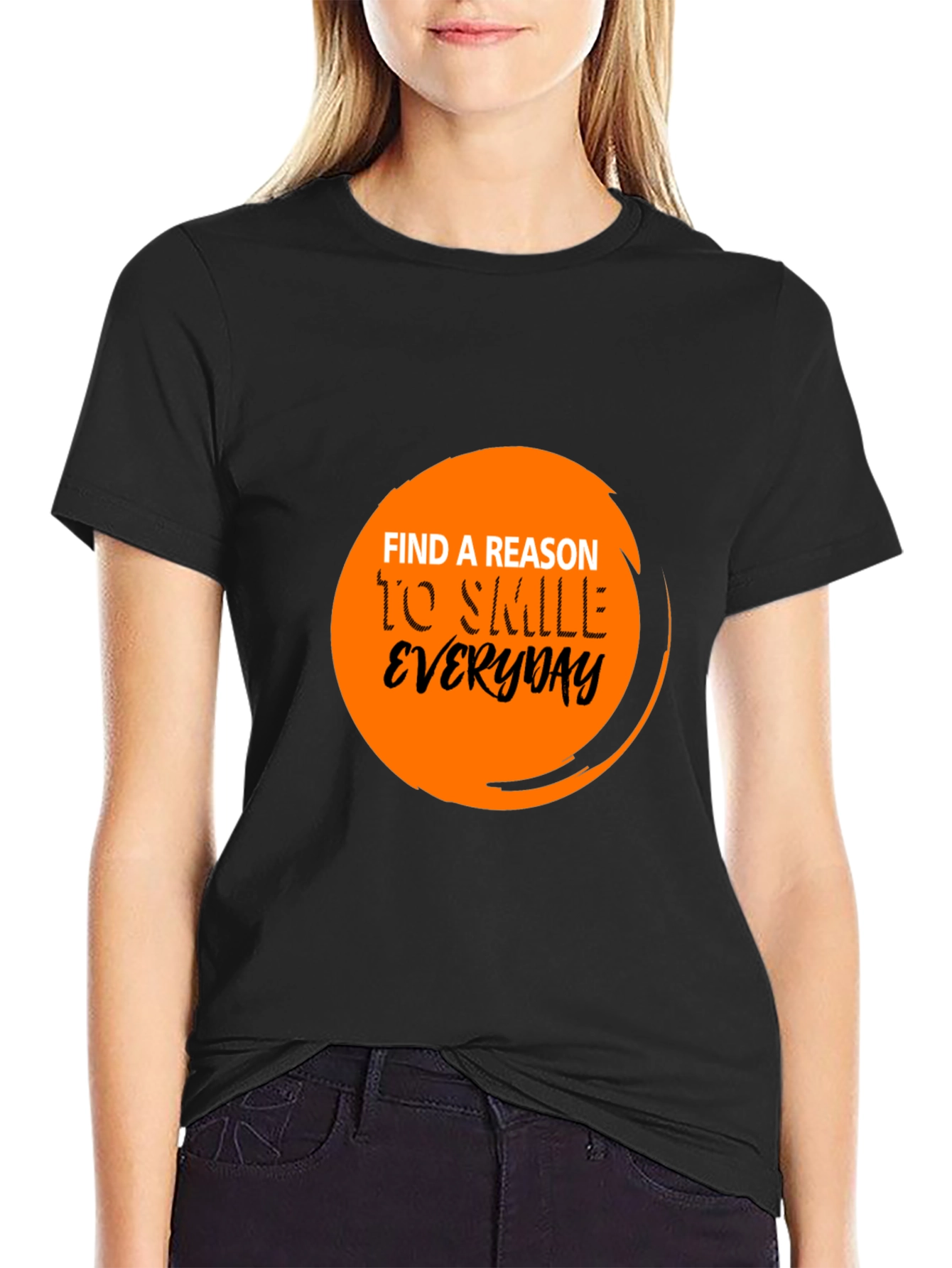 Inspirational Find a Reason to Smile Black T-Shirt