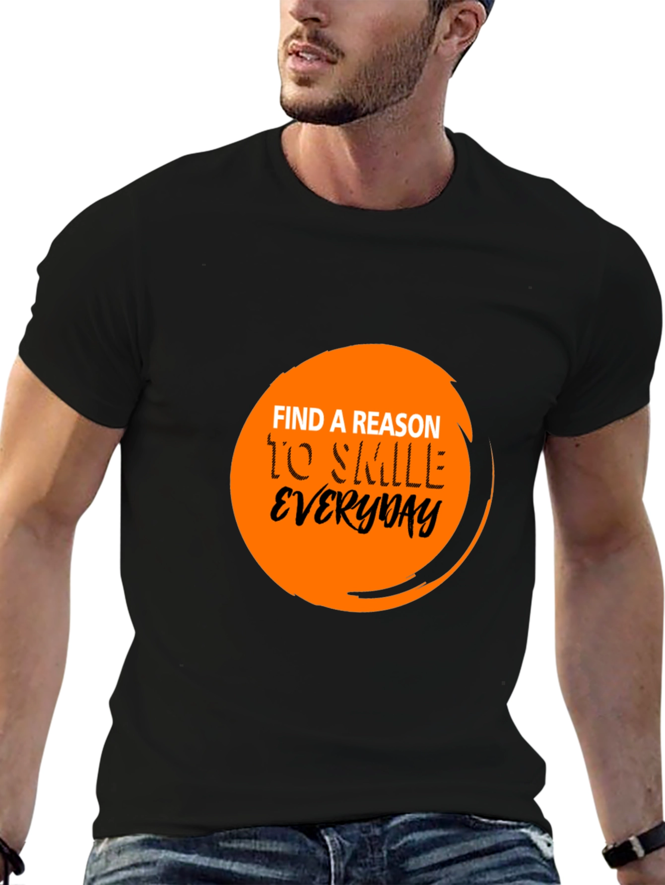 Inspirational Find a Reason to Smile Black T-Shirt