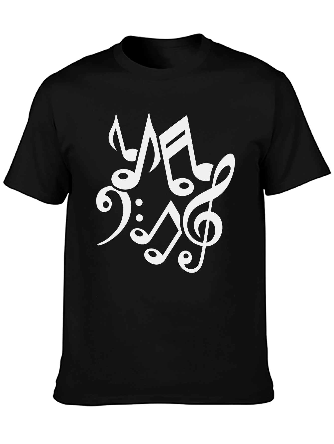 Music Notes Graphic Print Black T-Shirt