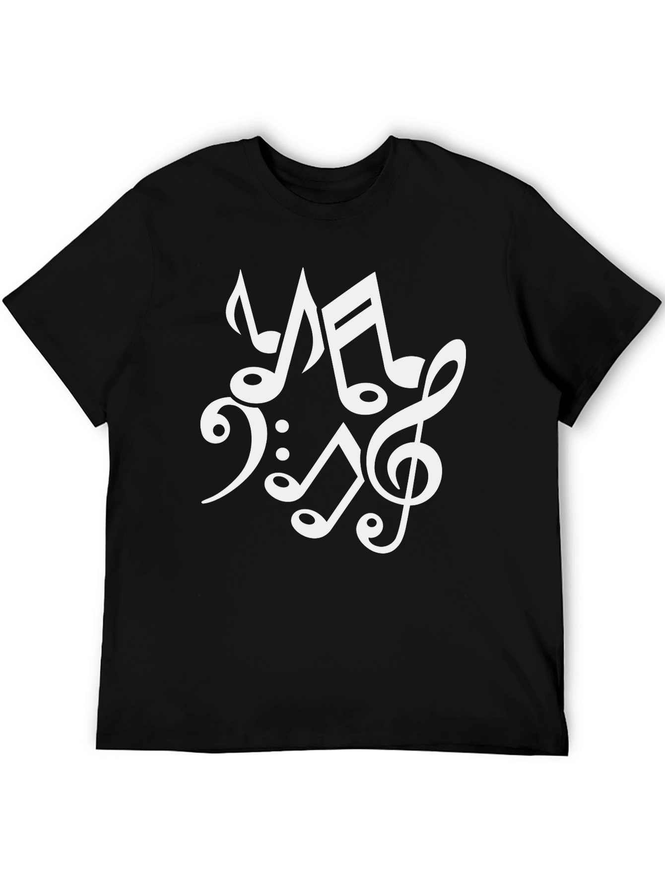 Music Notes Graphic Print Black T-Shirt