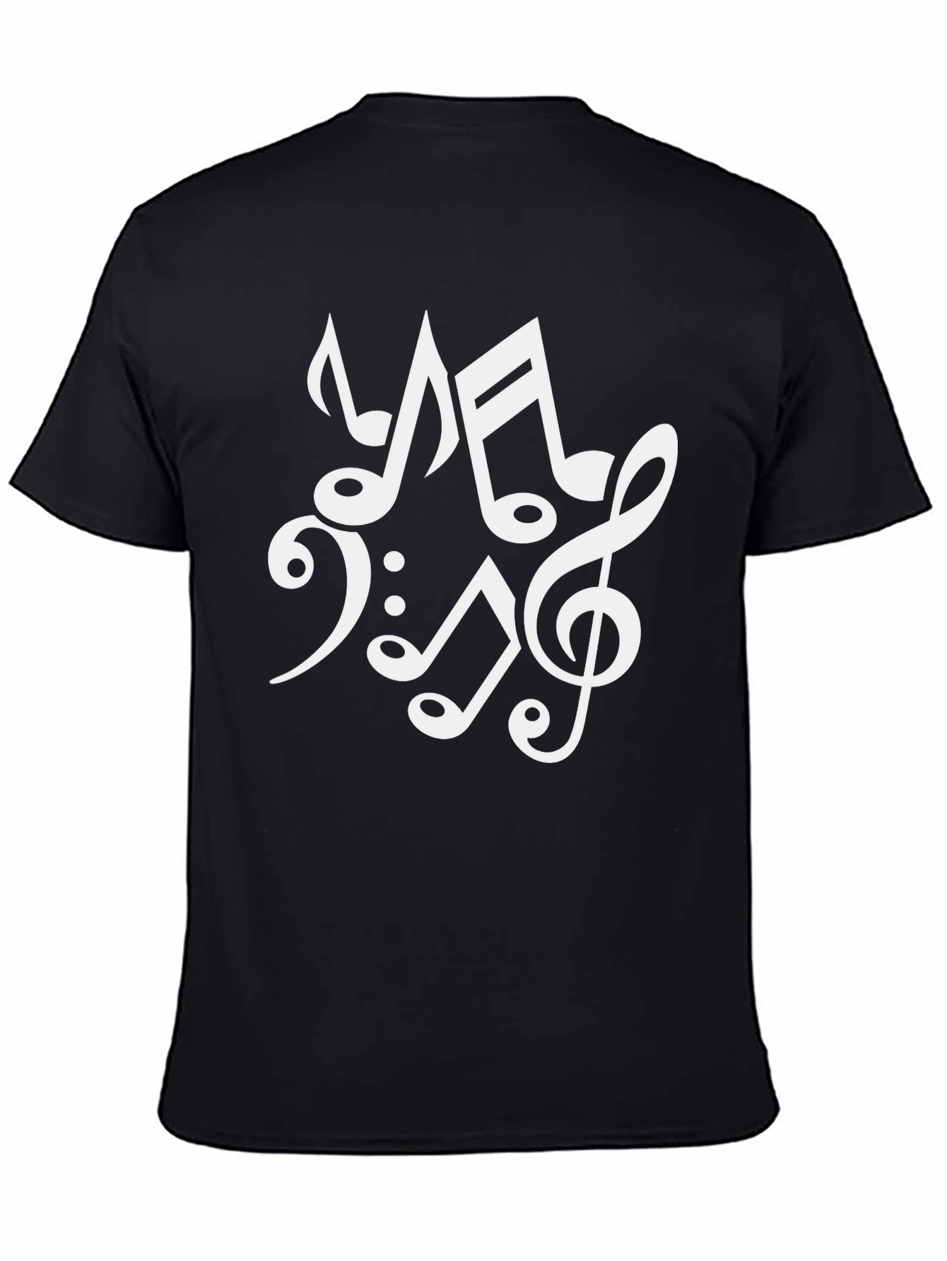 Music Notes Graphic Print Black T-Shirt
