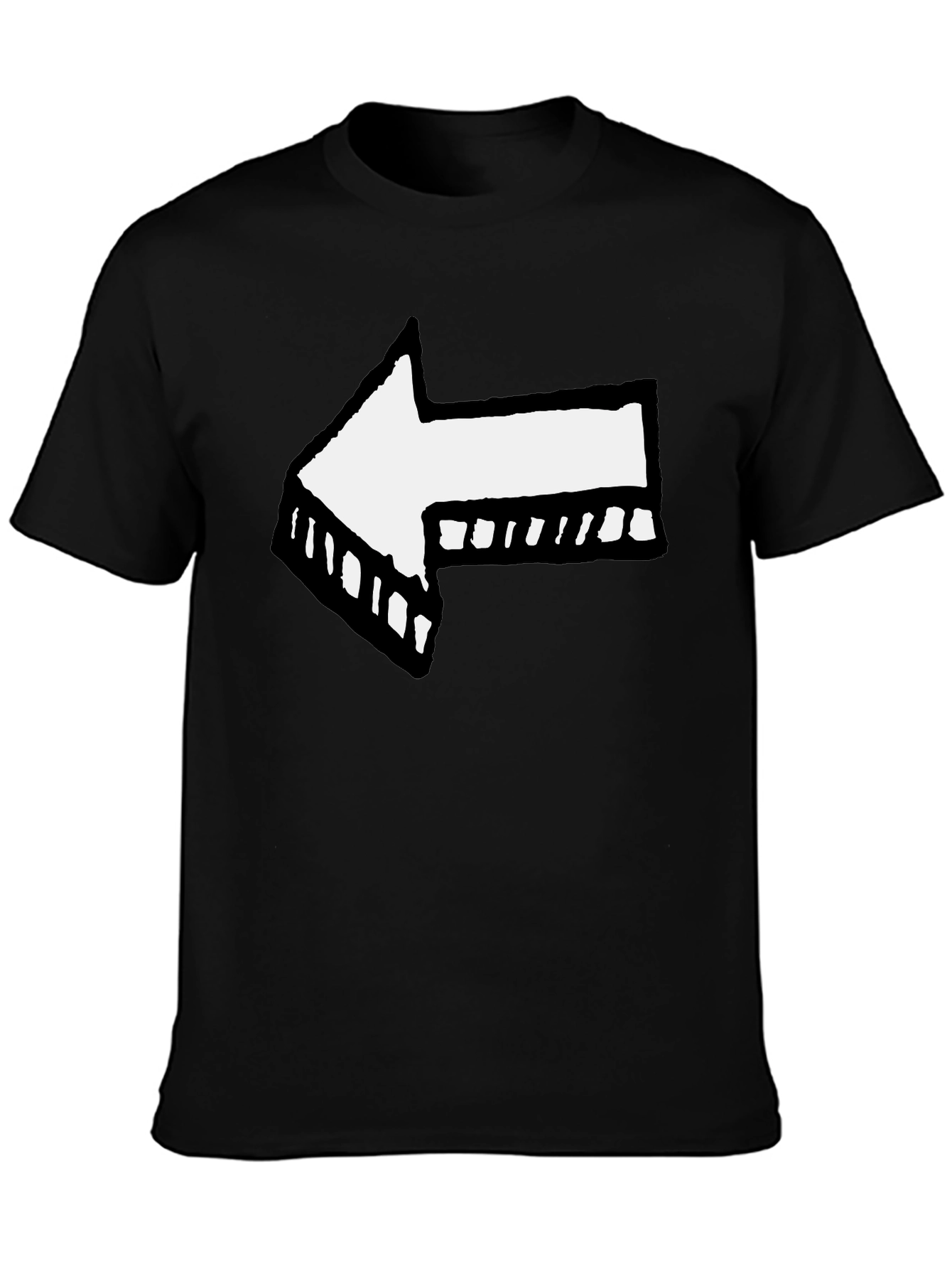 Left Arrow Graphic Print Black T-Shirt