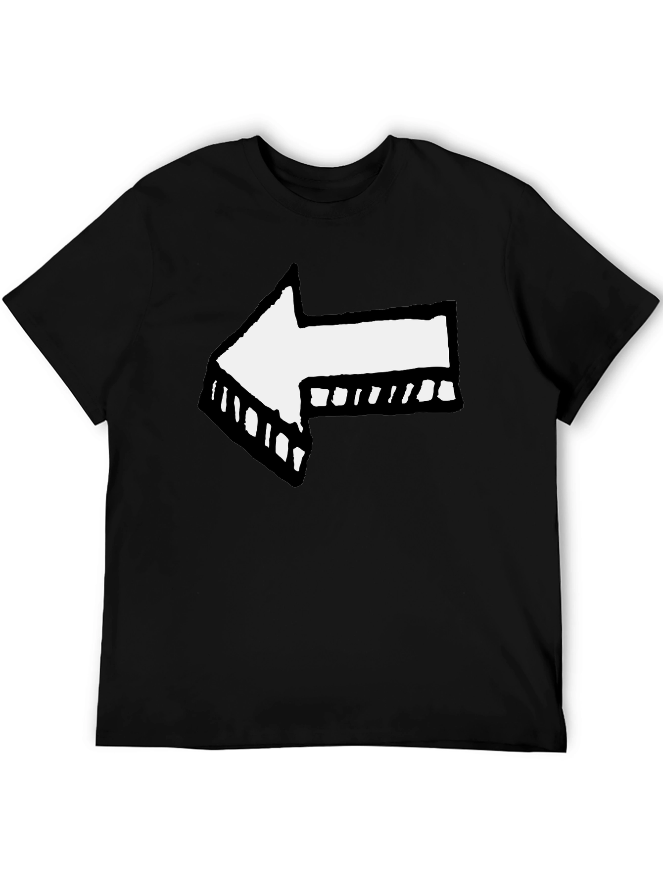 Left Arrow Graphic Print Black T-Shirt